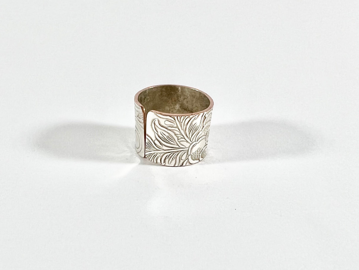 Silver and Copper Vintage Cuff Ring Size 9