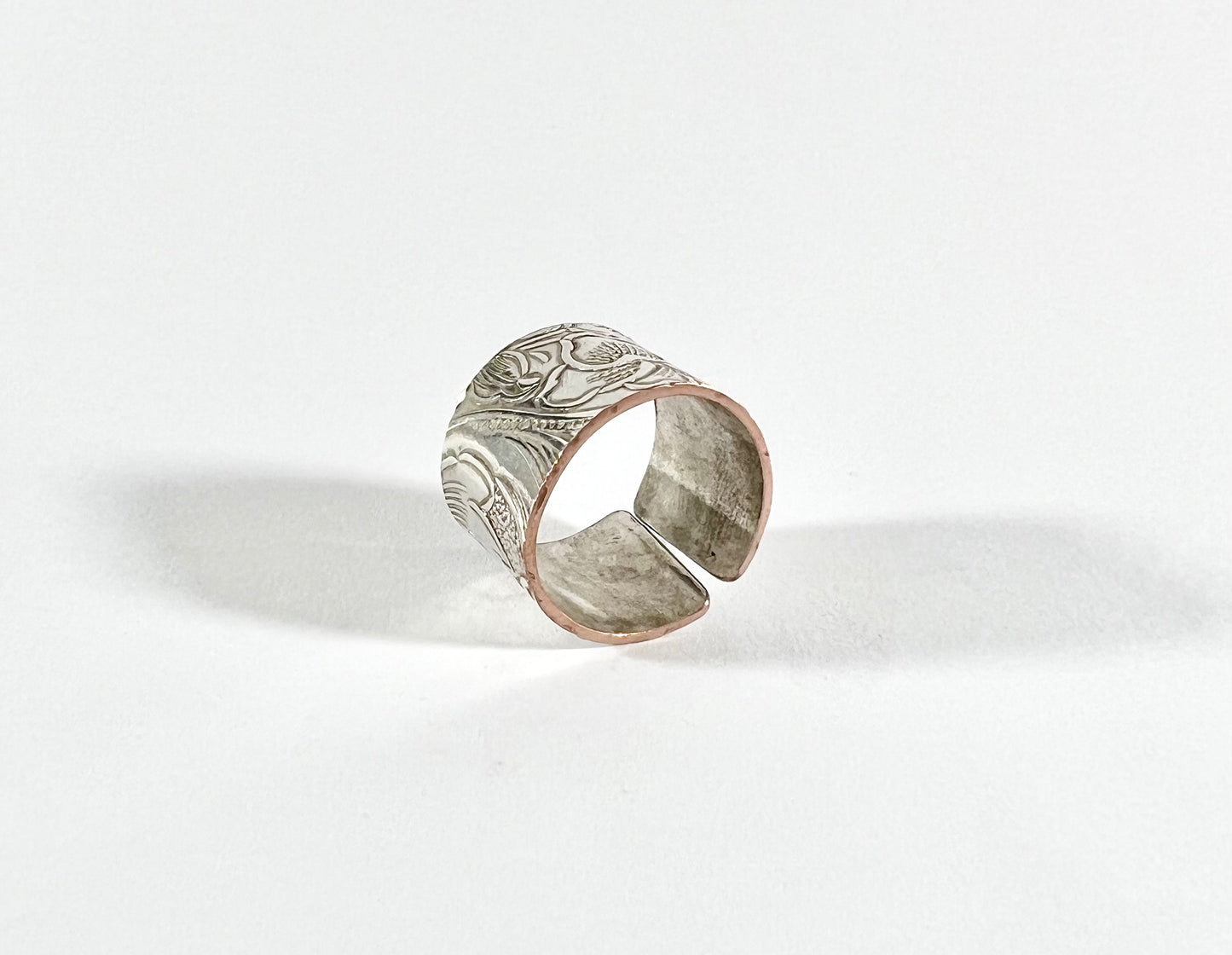 Silver and Copper Vintage Cuff Ring Size 9