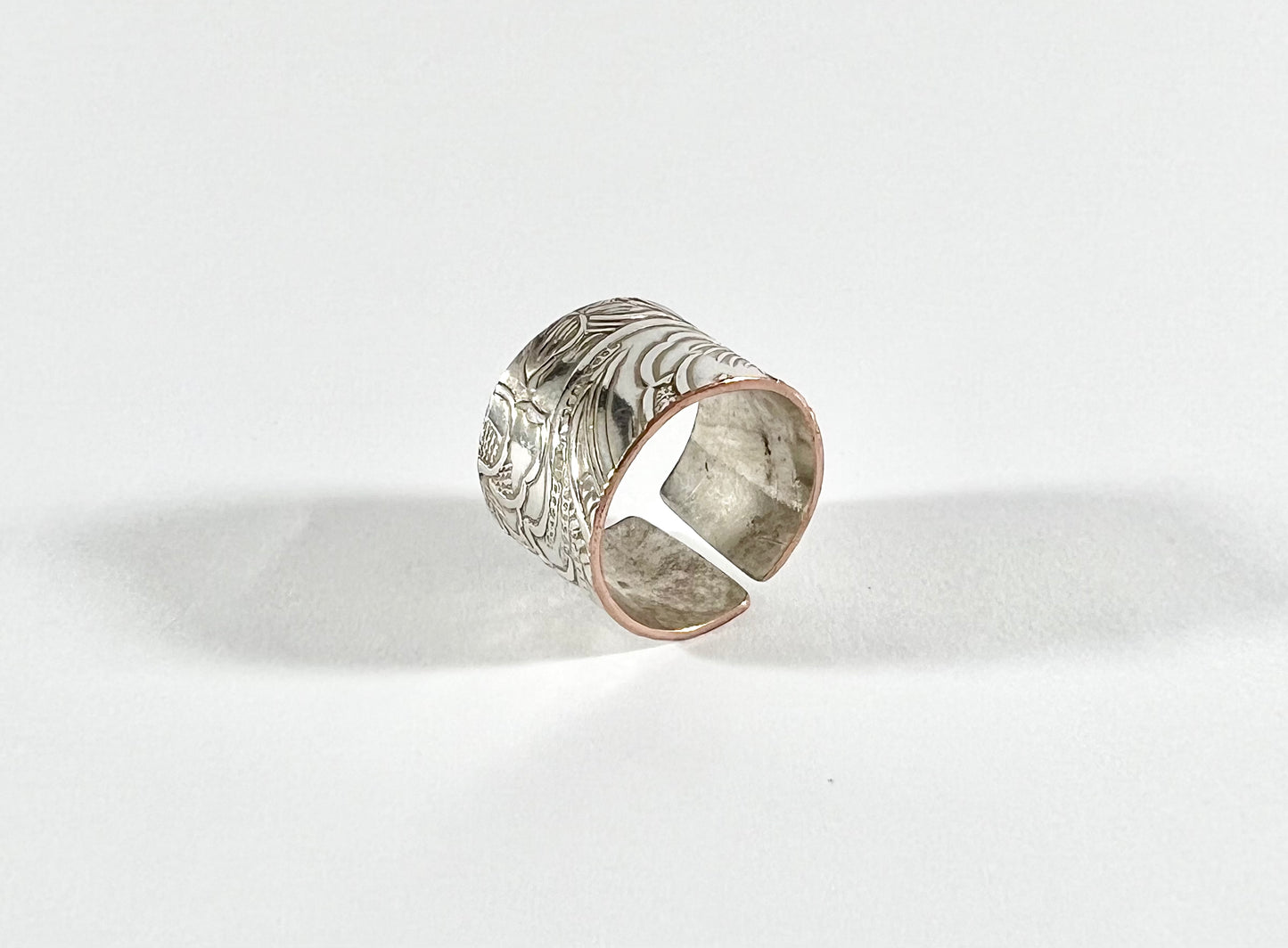 Silver and Copper Vintage Cuff Ring Size 9