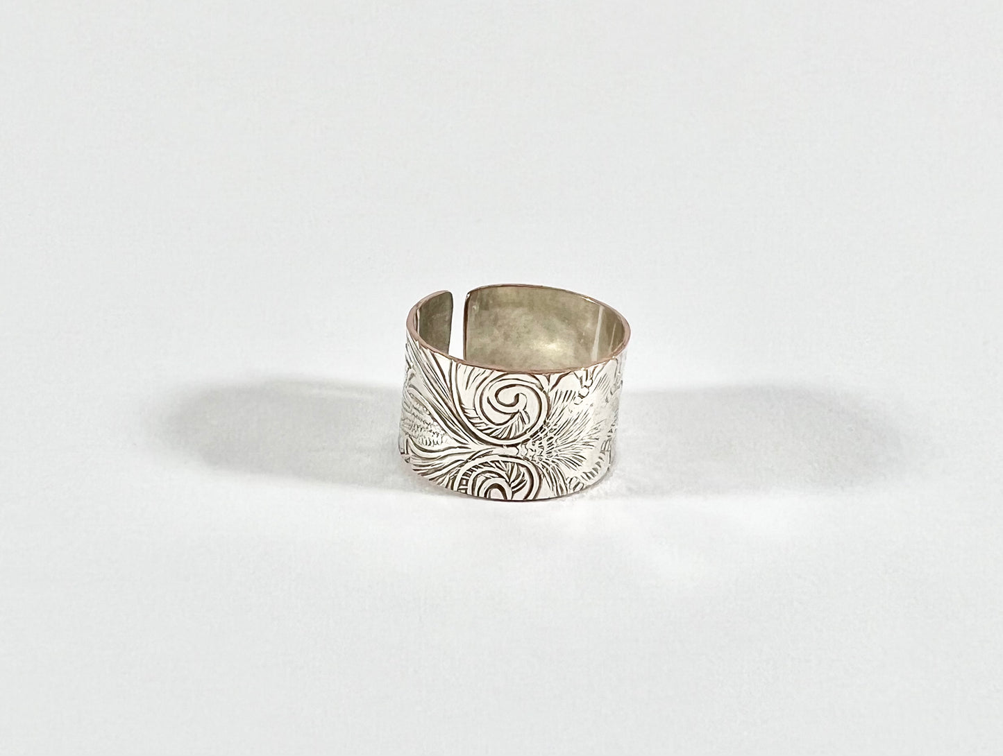 Vintage Silver and Copper Cuff Ring Size 8.5