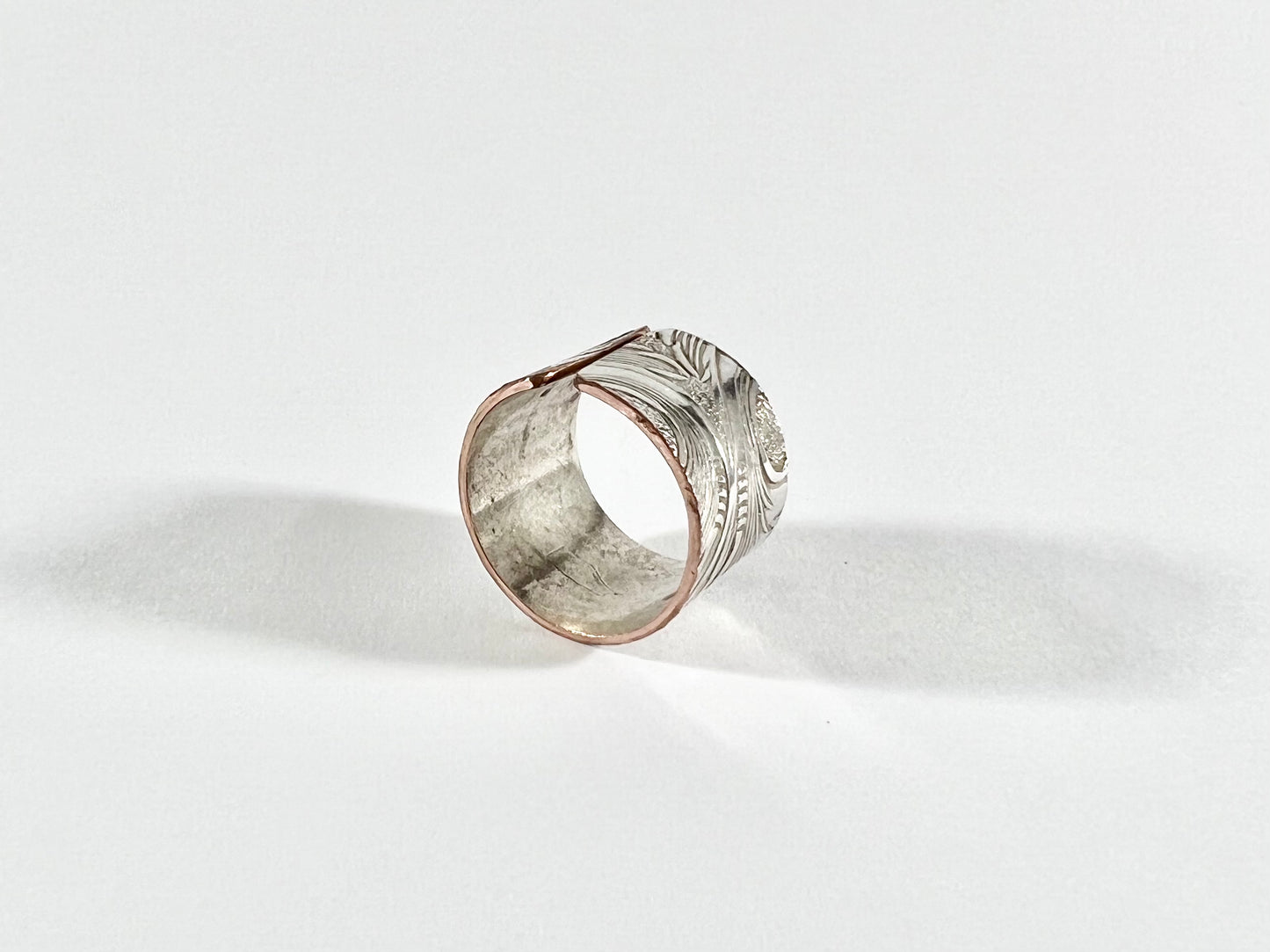 Silver and Copper Vintage Cuff Ring Size 9