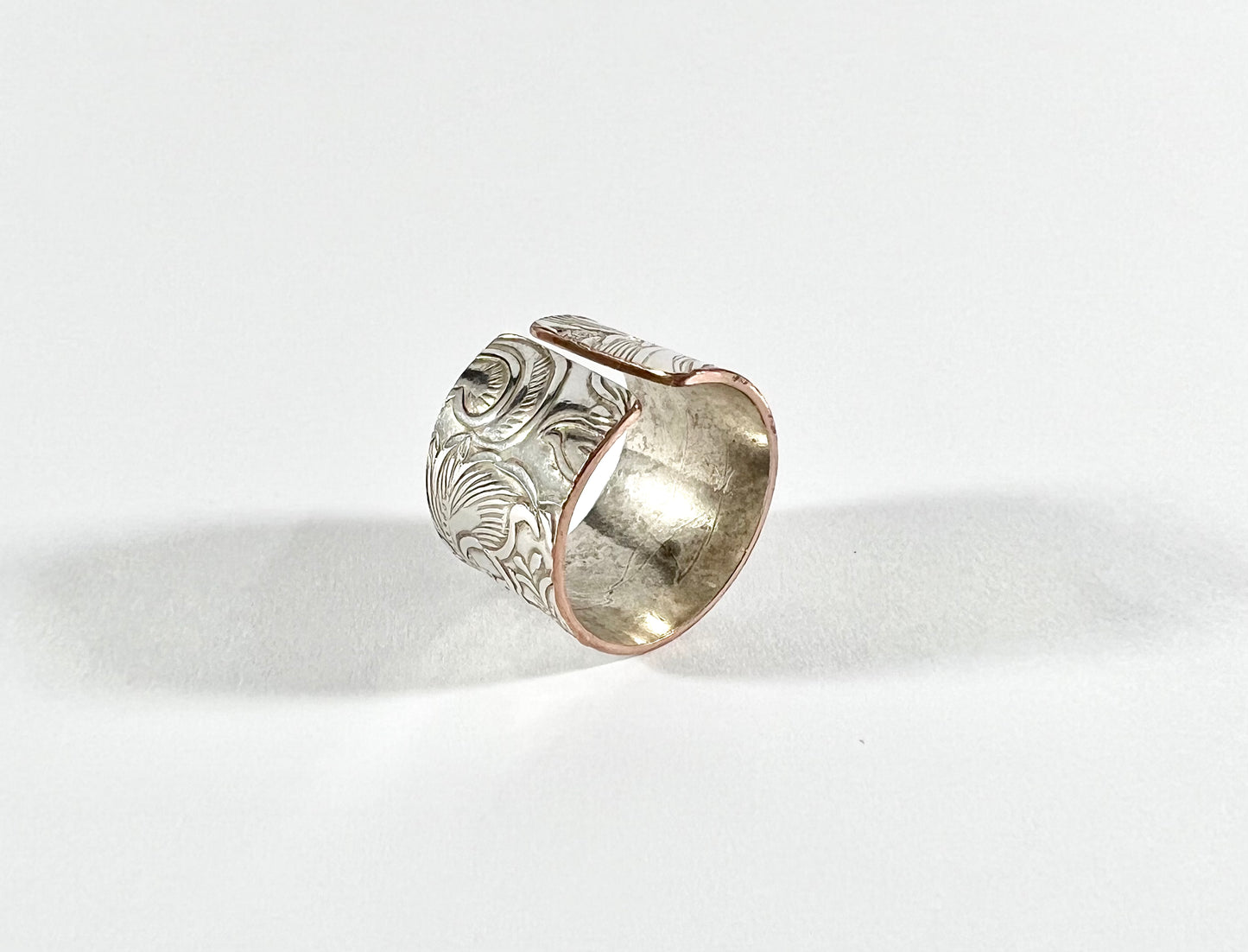 Silver and Copper Vintage Cuff Ring Size 9