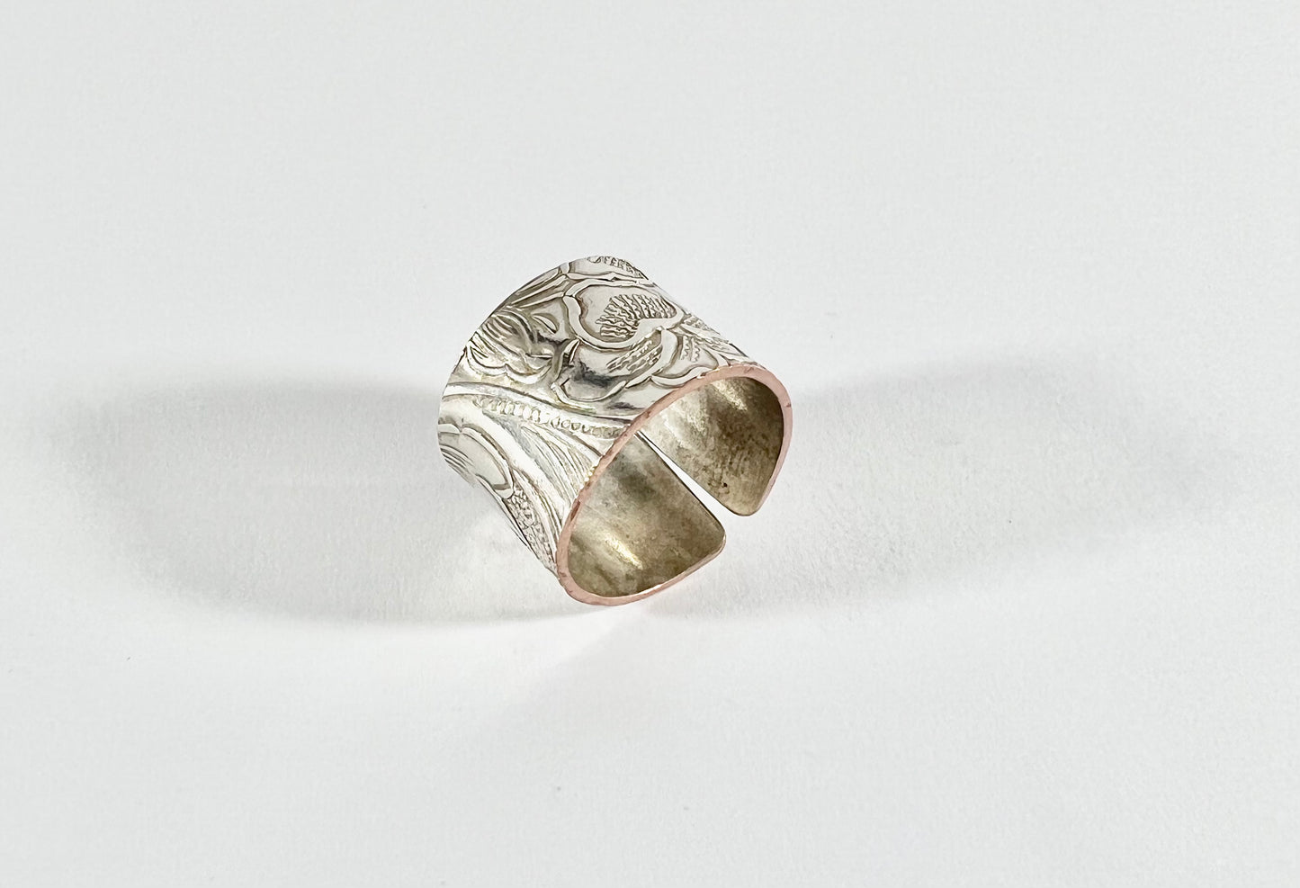 Silver and Copper Vintage Cuff Ring Size 9