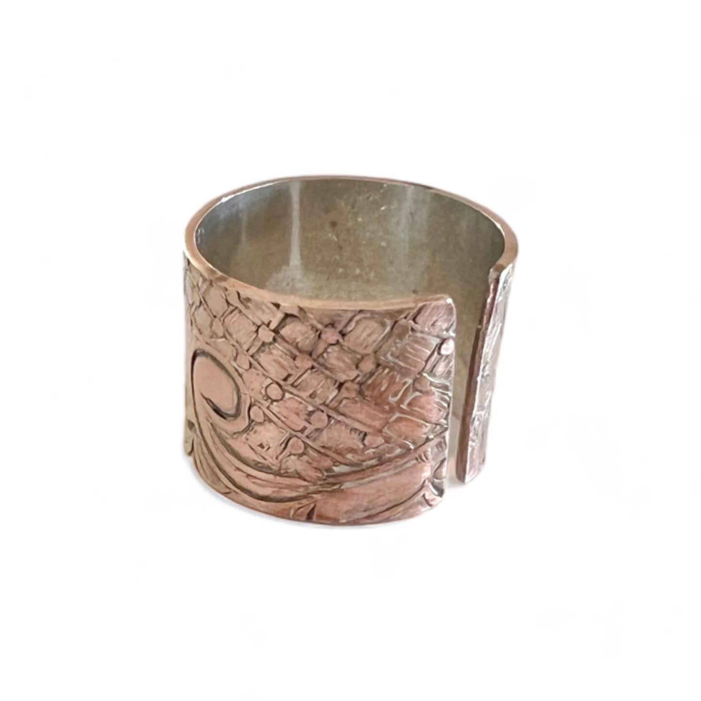 Silver and Copper Vintage Cuff Ring Size 7