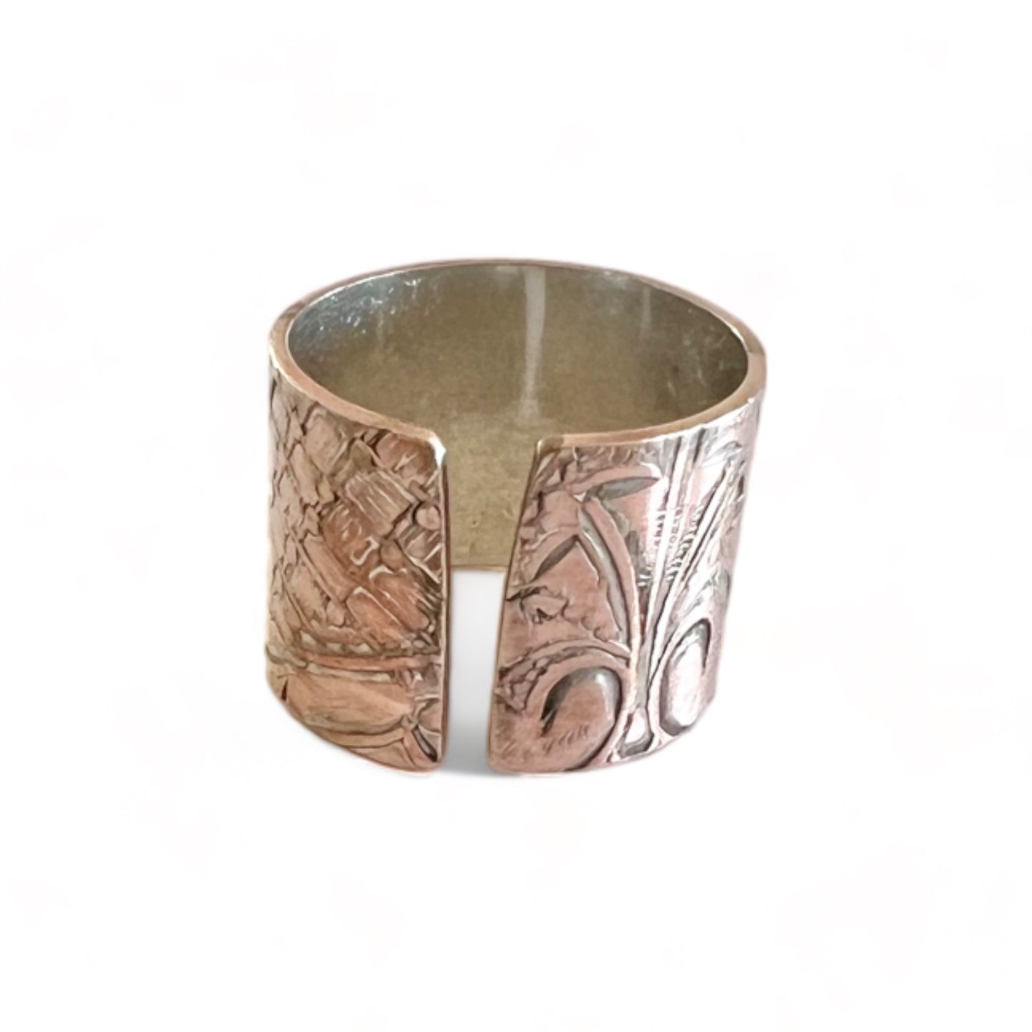 Silver and Copper Vintage Cuff Ring Size 7