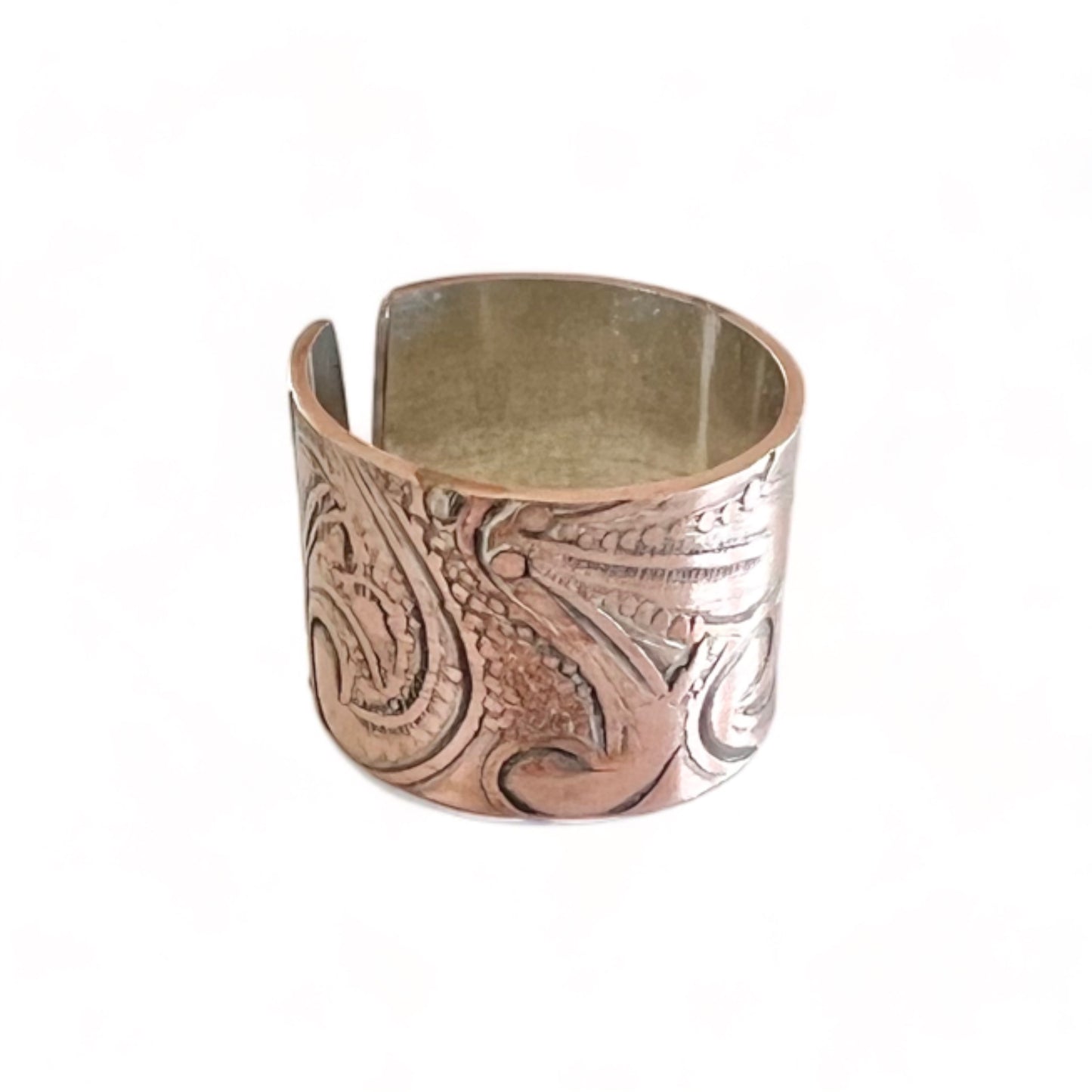 Silver and Copper Vintage Cuff Ring Size 7