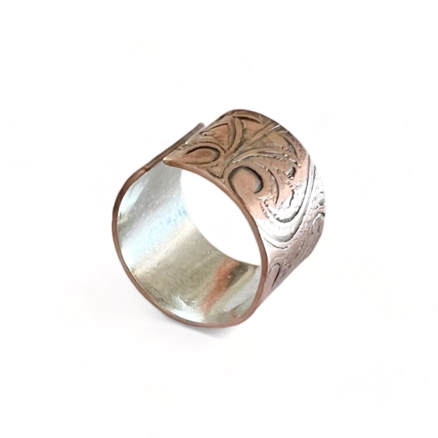 Silver and Copper Vintage Cuff Ring Size 7