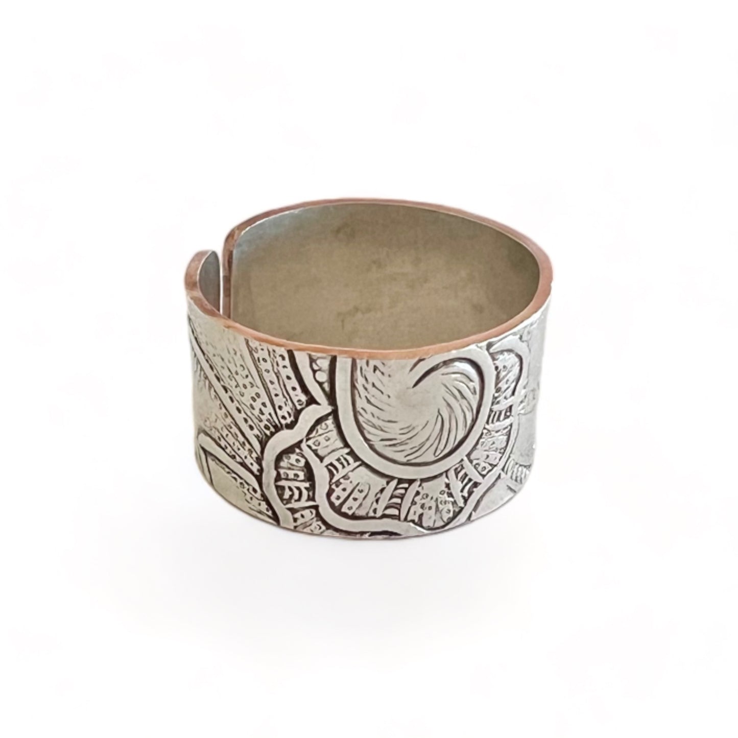 Silver and Copper Vintage Cuff Ring Size 8