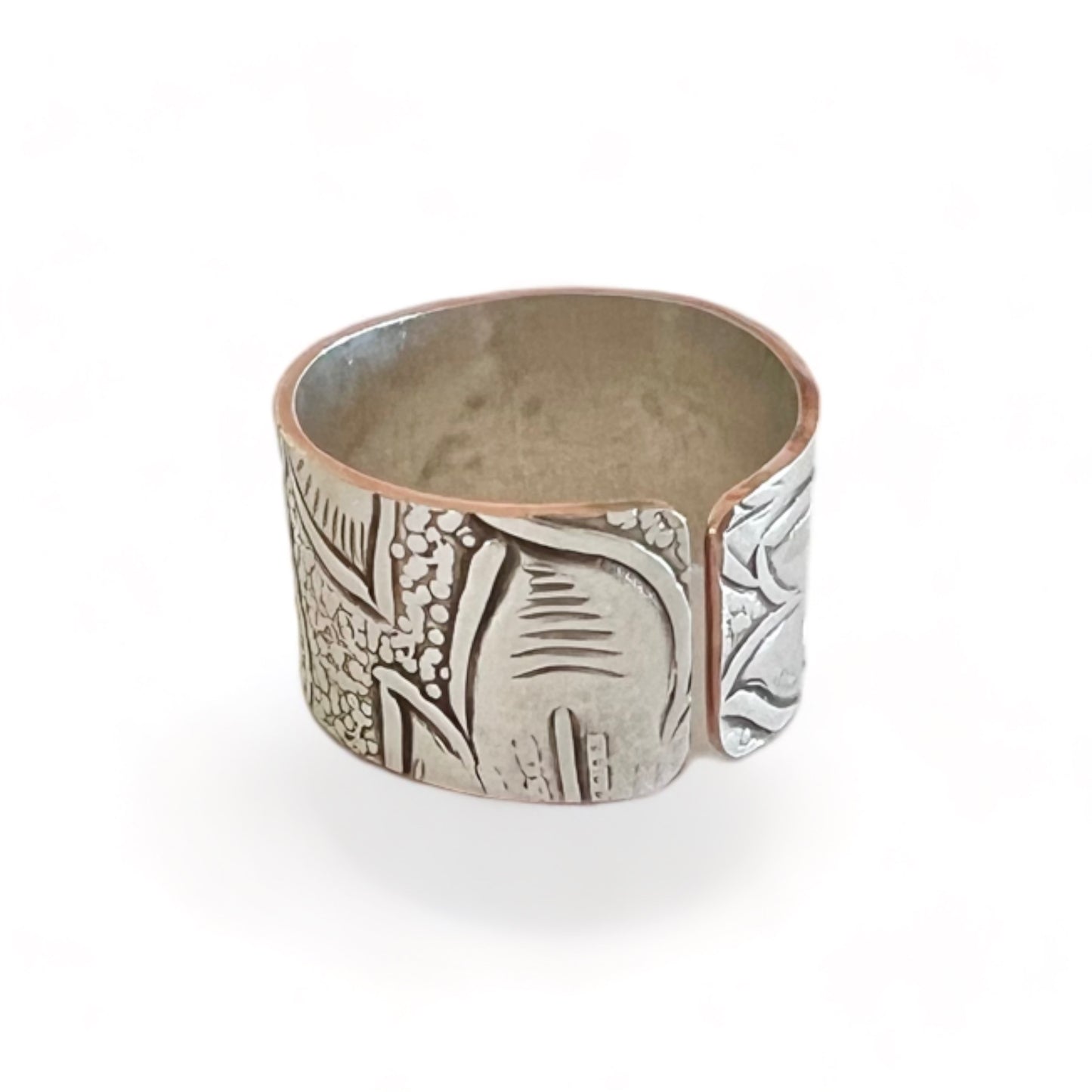 Silver and Copper Vintage Cuff Ring Size 8