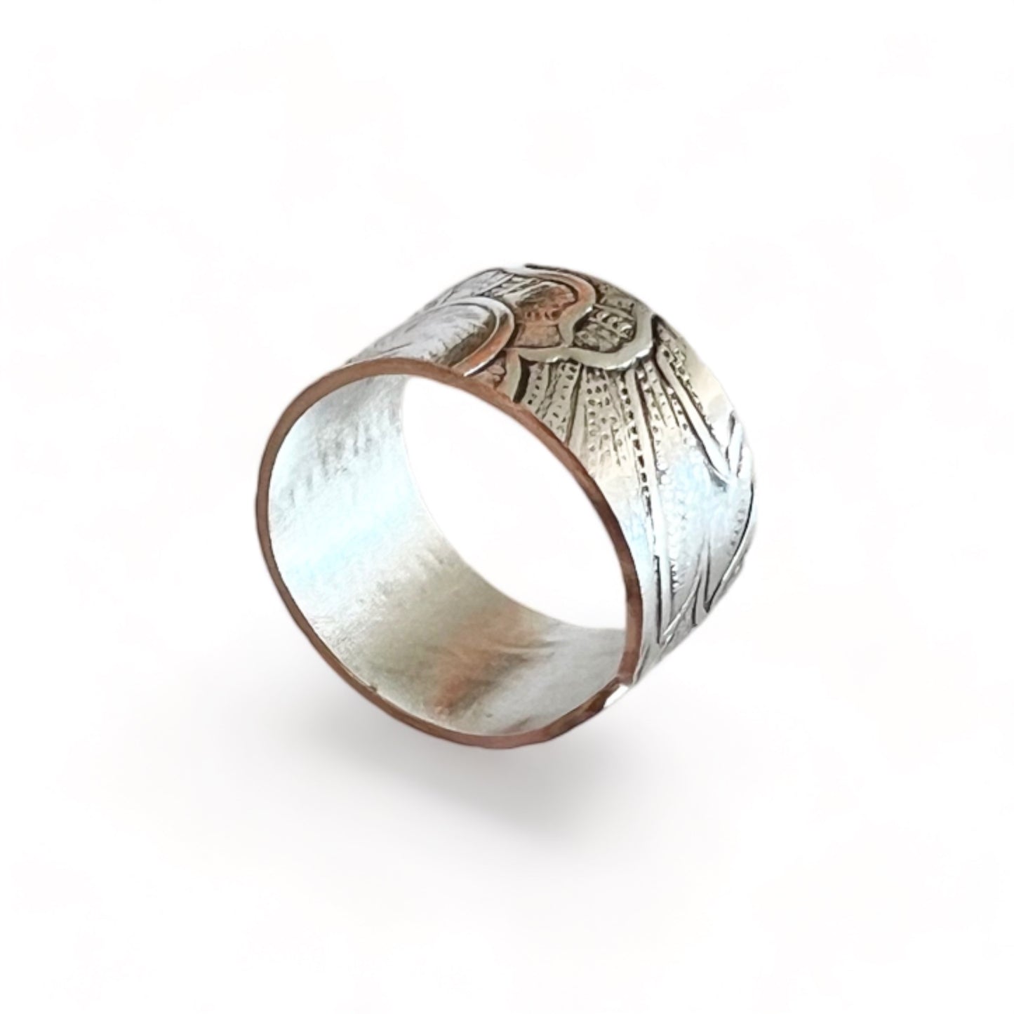 Silver and Copper Vintage Cuff Ring Size 8