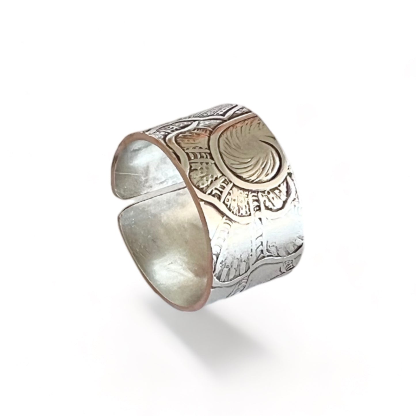 Silver and Copper Vintage Cuff Ring Size 8