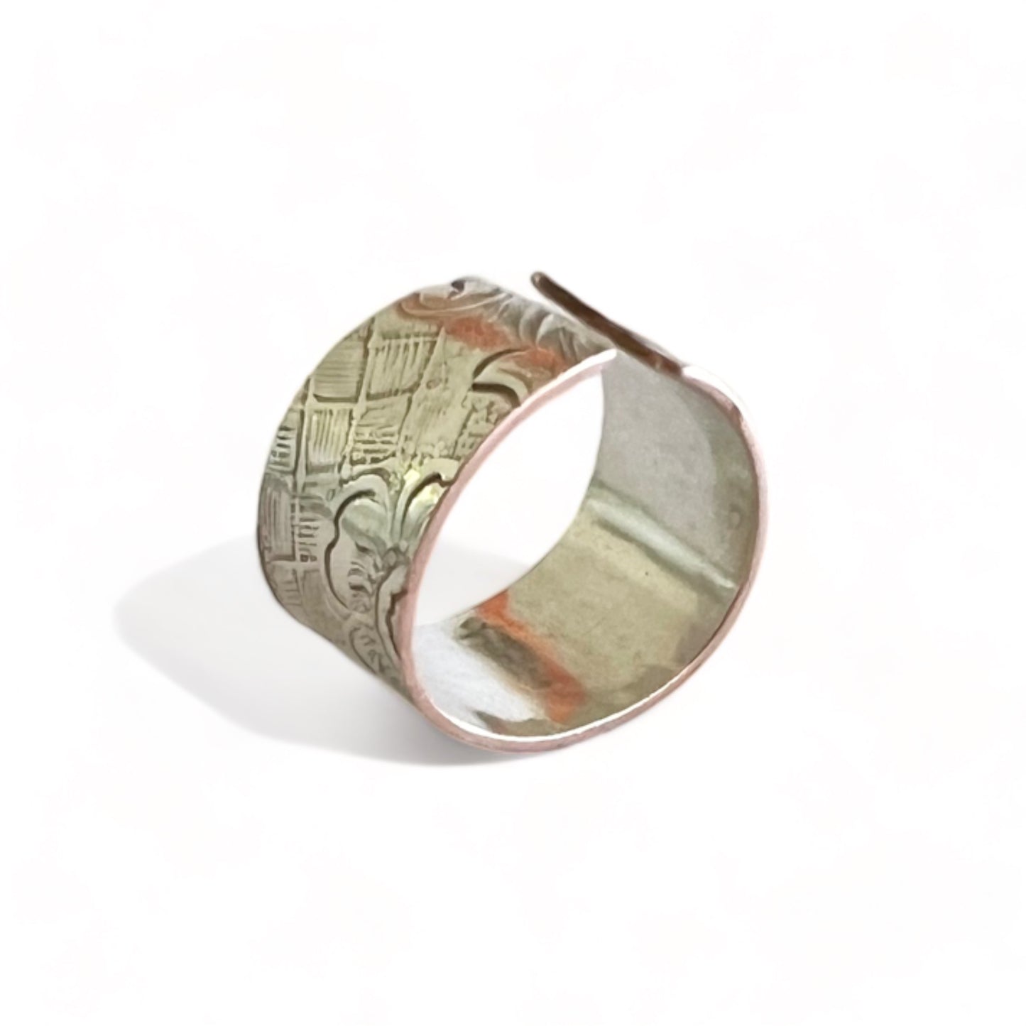Silver and Copper Vintage Cuff Ring Size 7.5