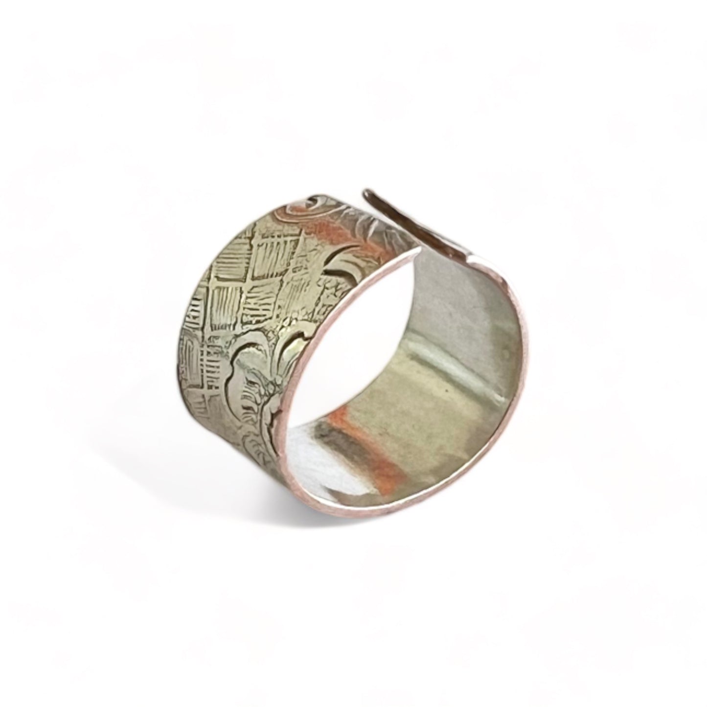 Silver and Copper Vintage Cuff Ring Size 7.5
