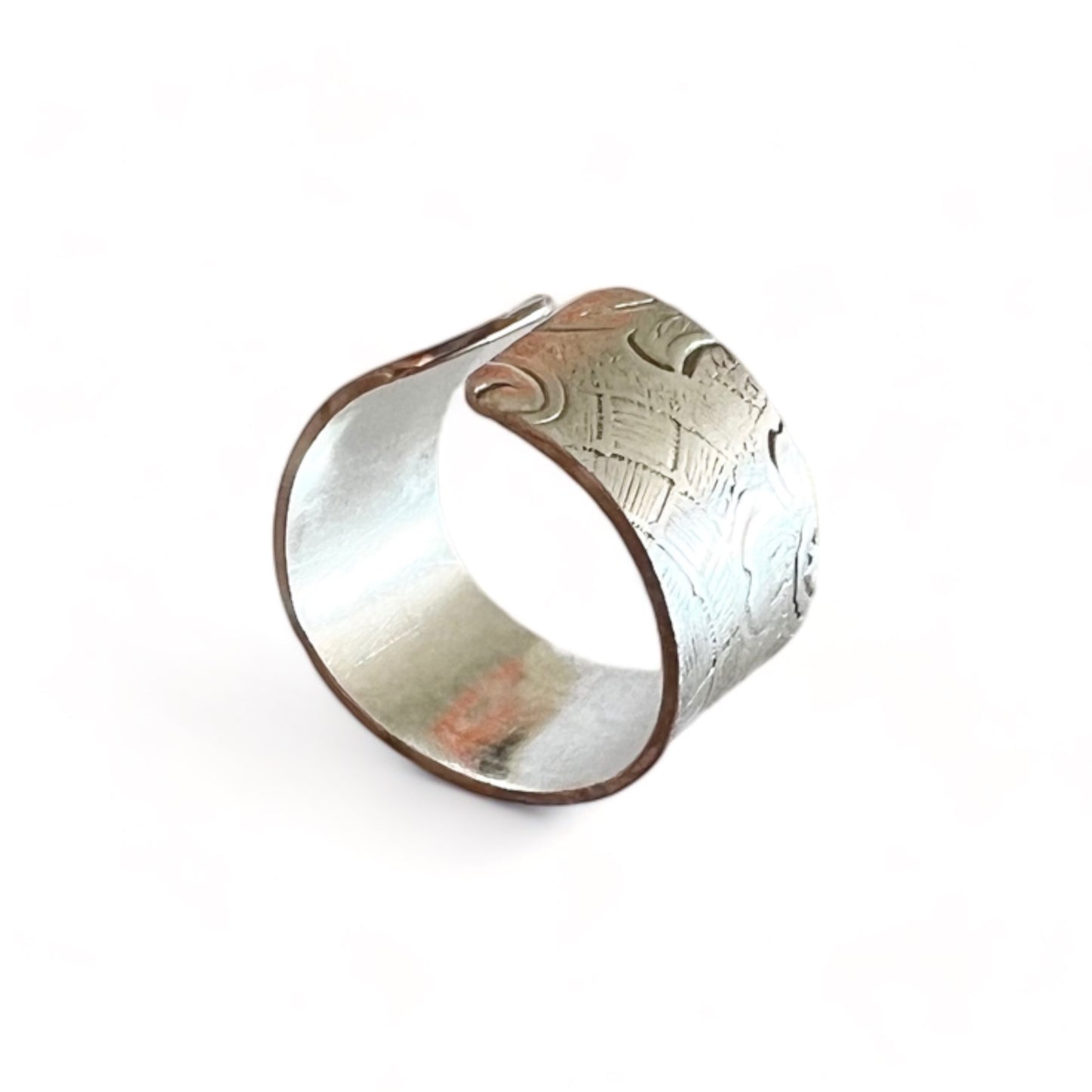 Silver and Copper Vintage Cuff Ring Size 7.5