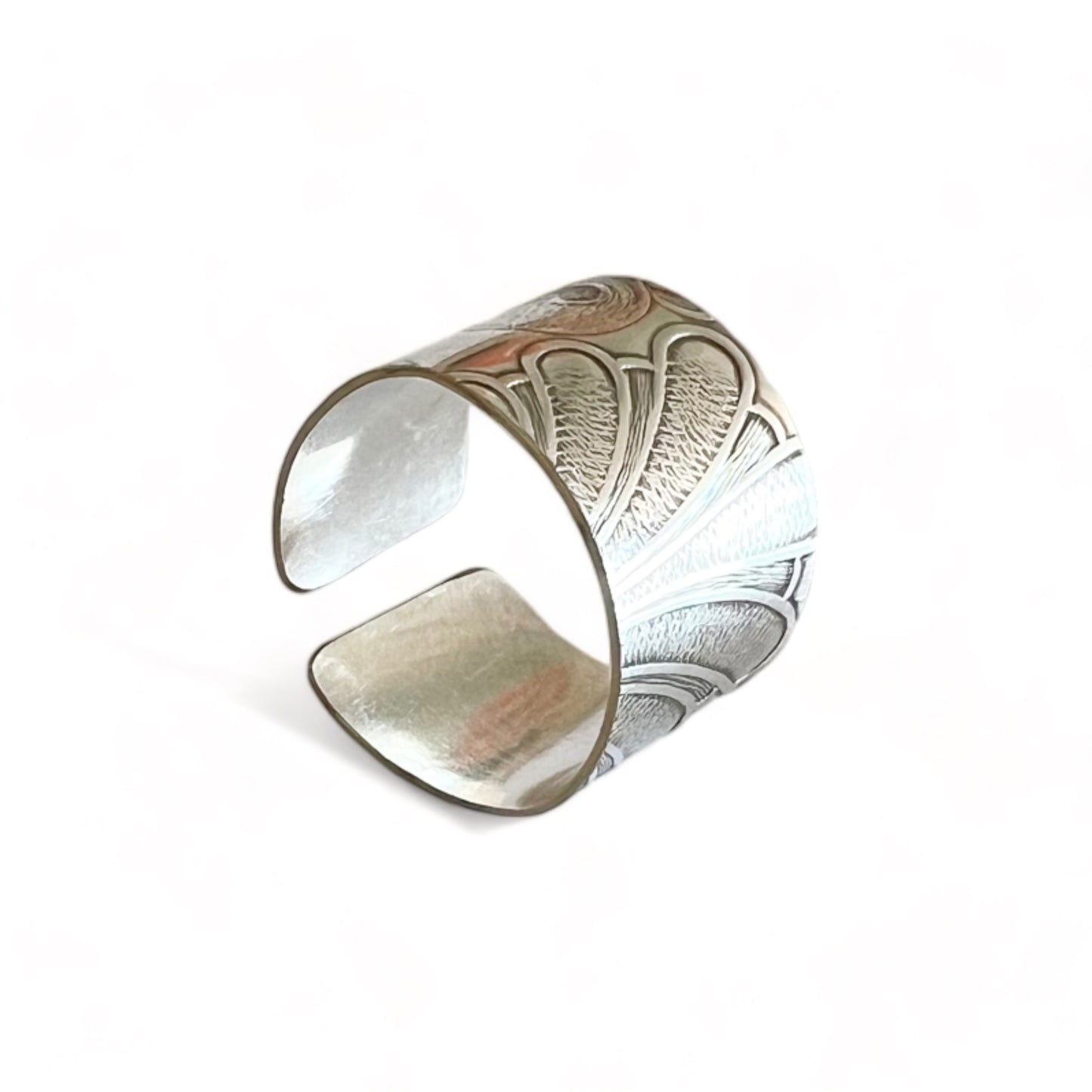 Silver and Brass Vintage Cuff Ring Size 11