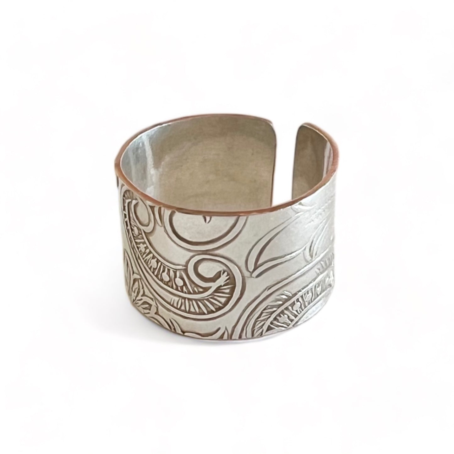 Silver and Copper Vintage Cuff Ring Size 8.5
