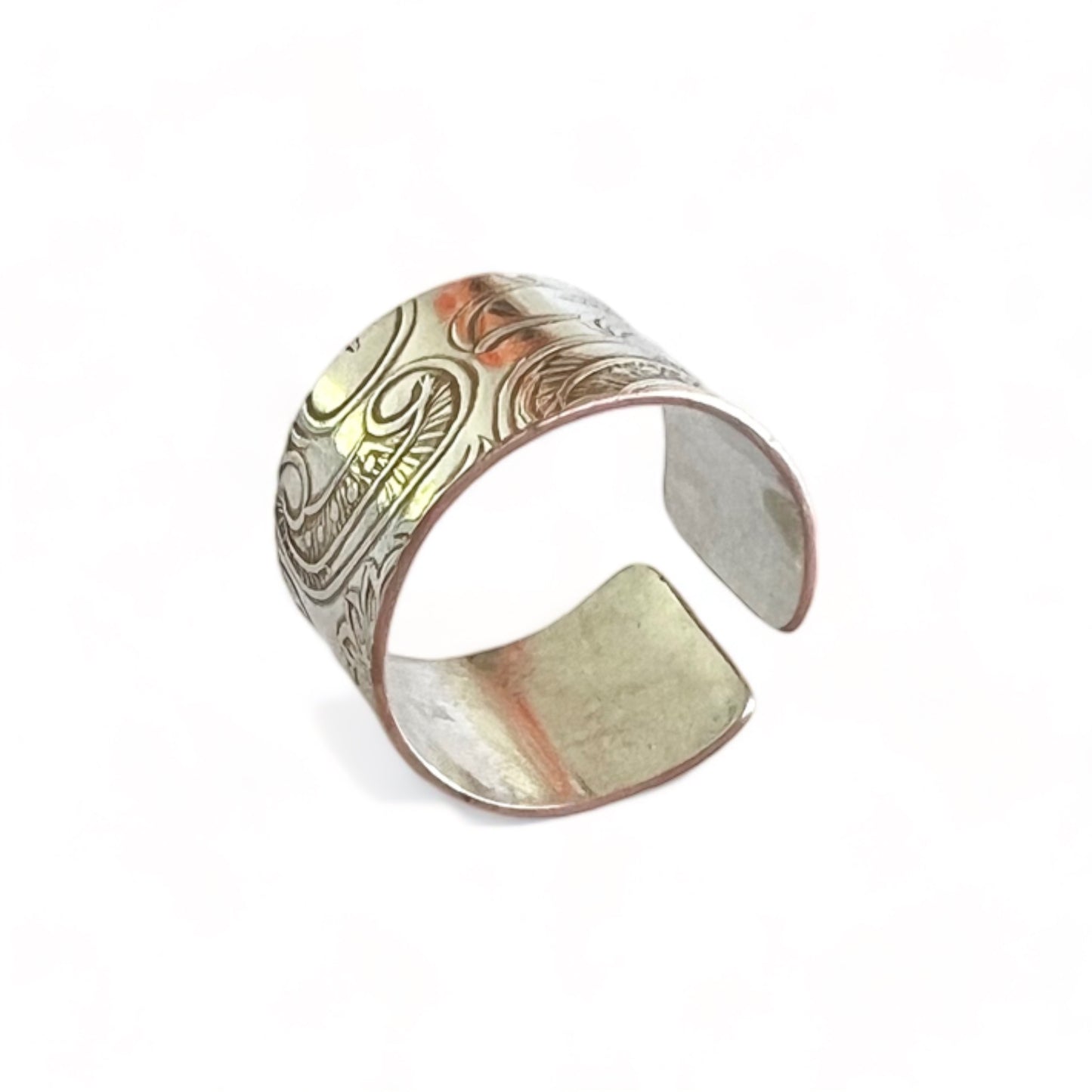 Silver and Copper Vintage Cuff Ring Size 8.5