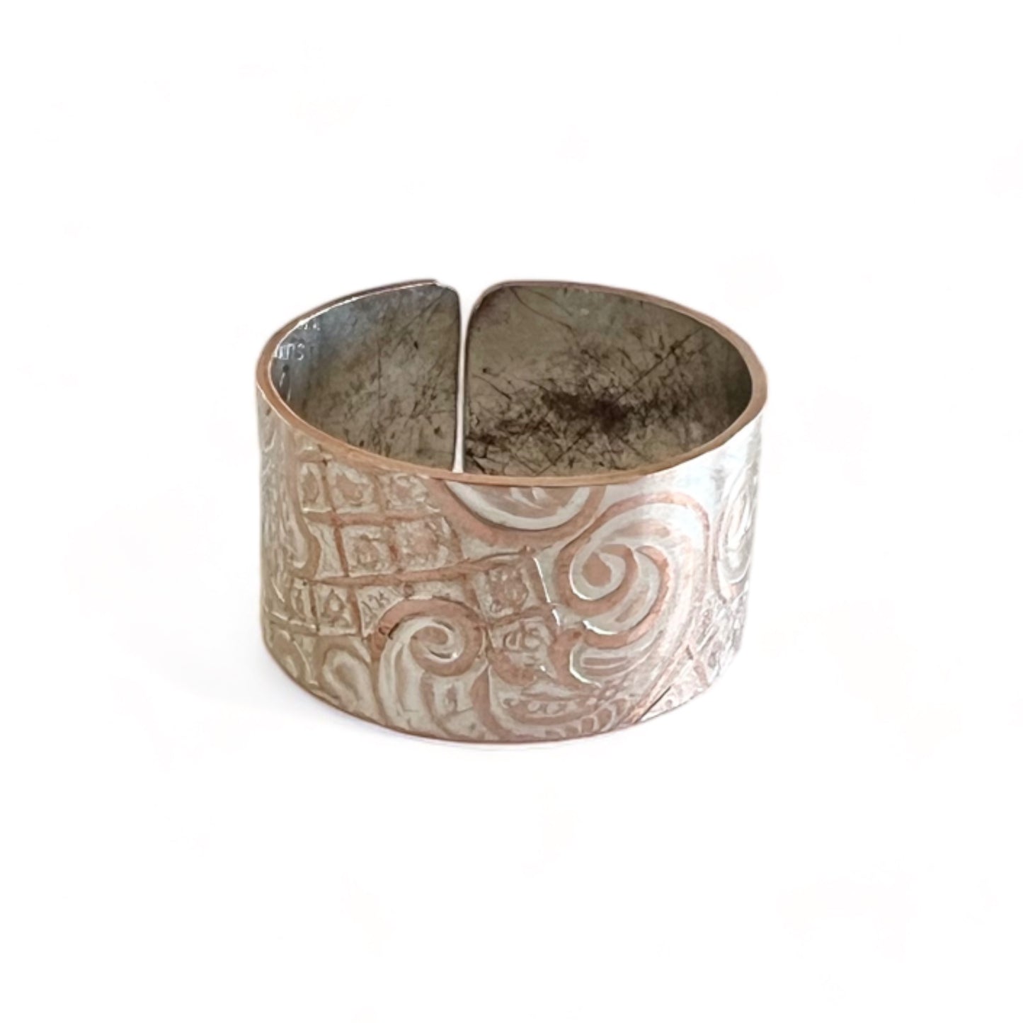 Silver and Copper Vintage Cuff Ring Size 12
