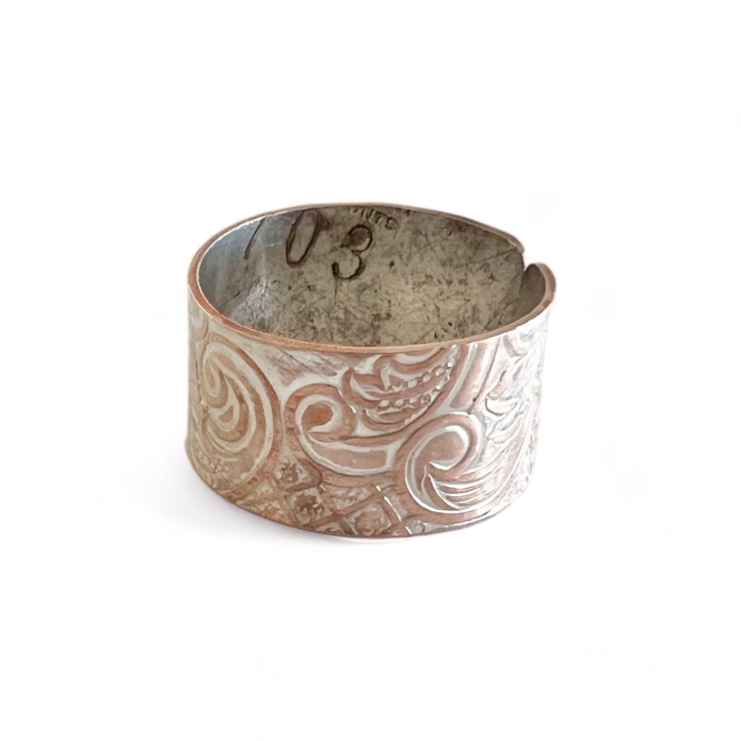 Silver and Copper Vintage Cuff Ring Size 12