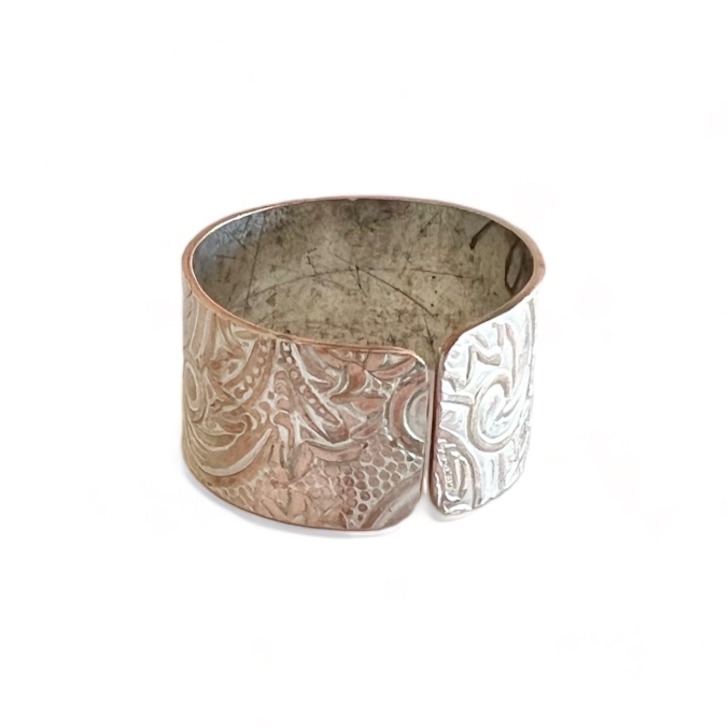 Silver and Copper Vintage Cuff Ring Size 12