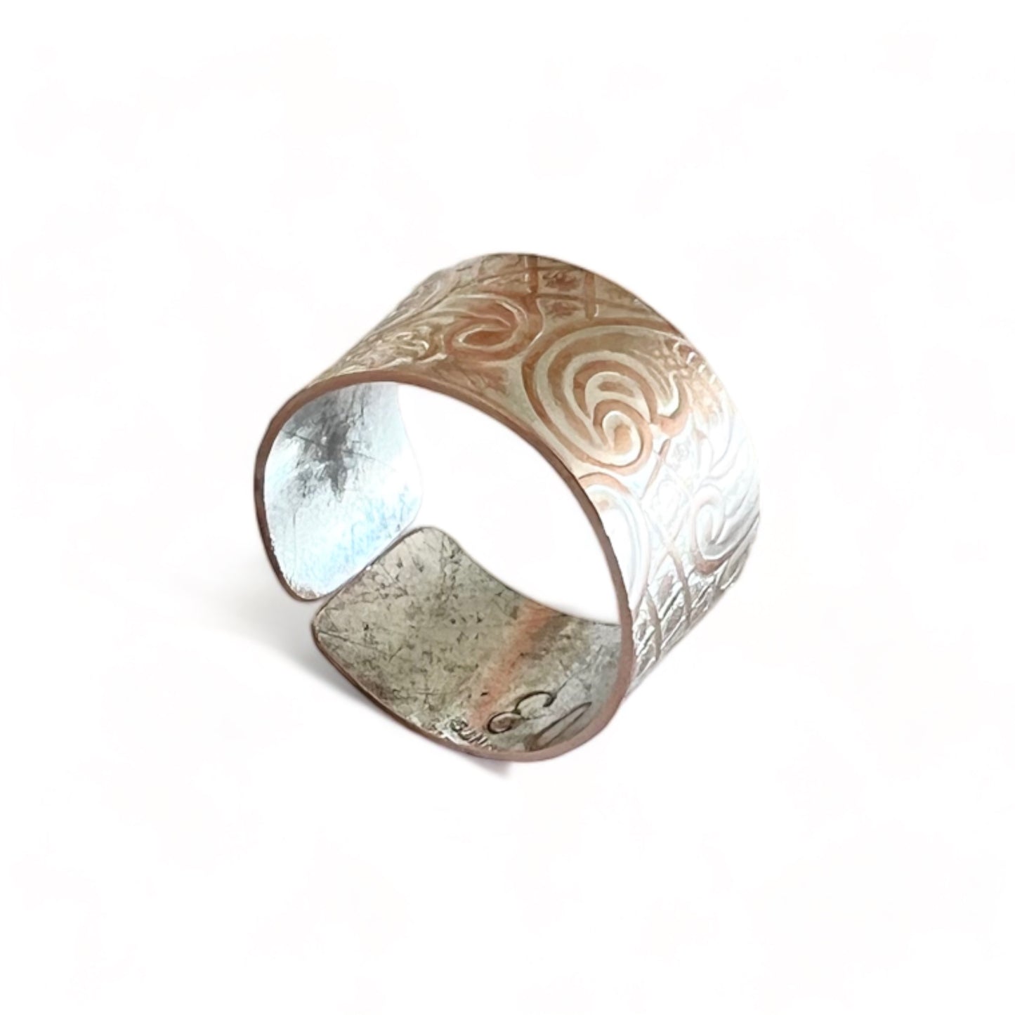 Silver and Copper Vintage Cuff Ring Size 12