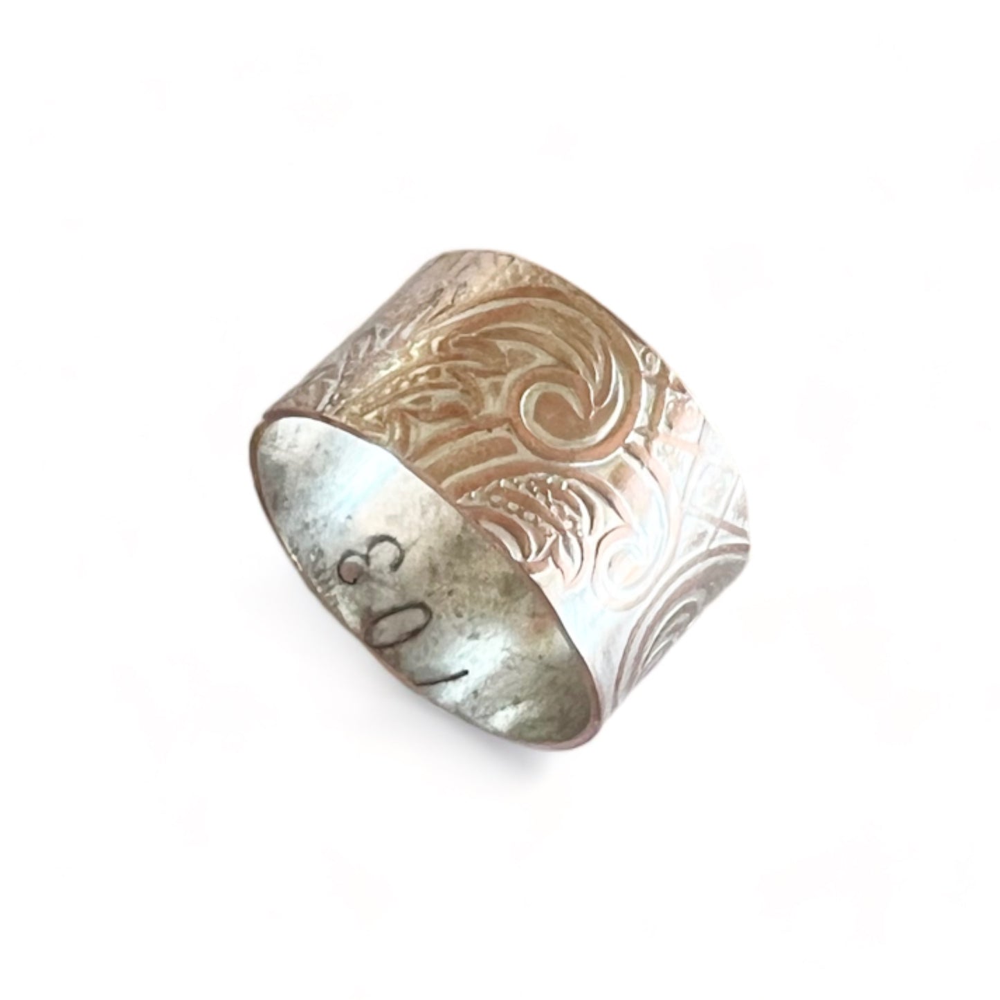 Silver and Copper Vintage Cuff Ring Size 12