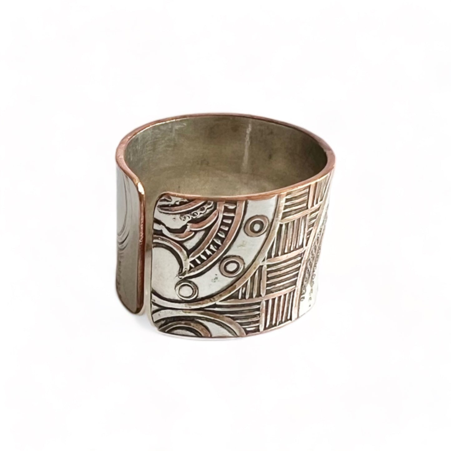 Silver and Copper Vintage Cuff Ring Size 8