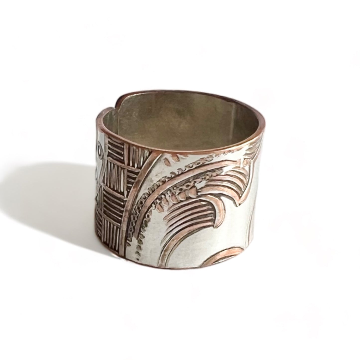 Silver and Copper Vintage Cuff Ring Size 8