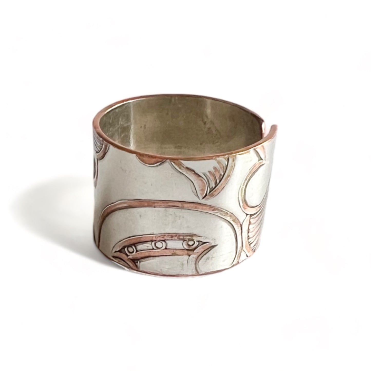 Silver and Copper Vintage Cuff Ring Size 8