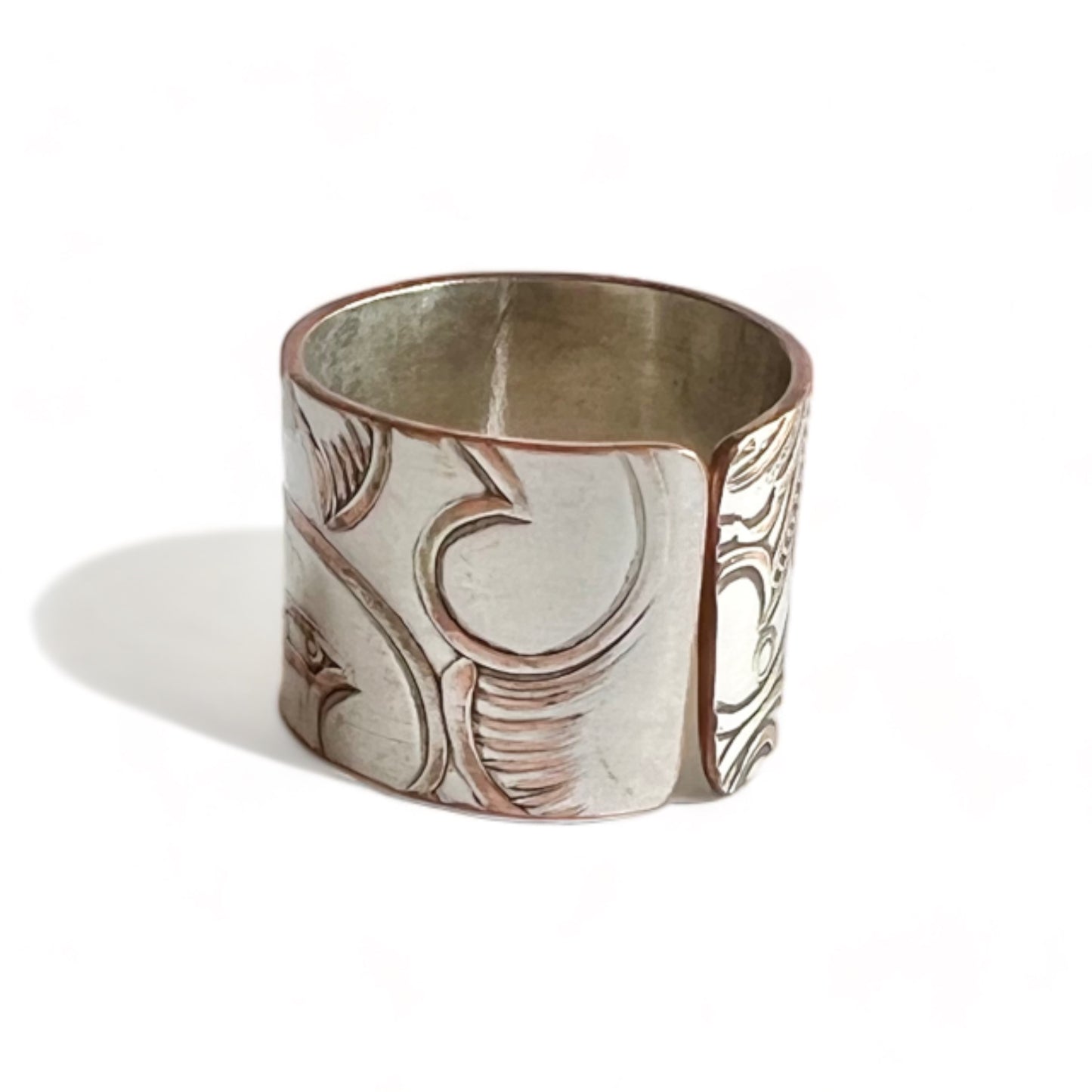 Silver and Copper Vintage Cuff Ring Size 8