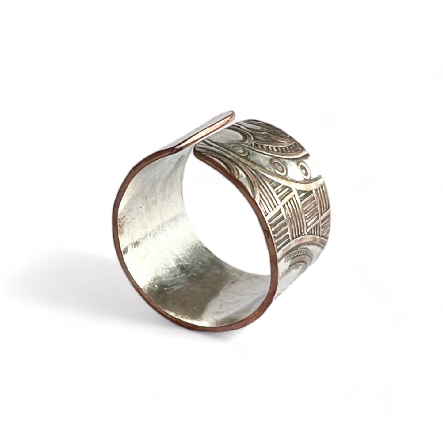 Silver and Copper Vintage Cuff Ring Size 8