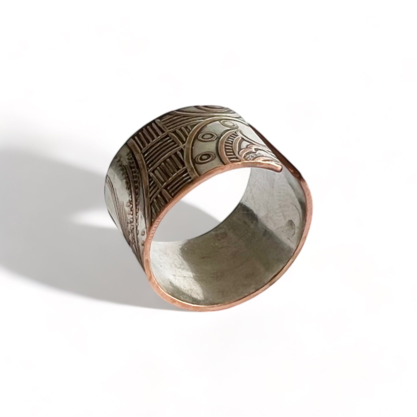 Silver and Copper Vintage Cuff Ring Size 8