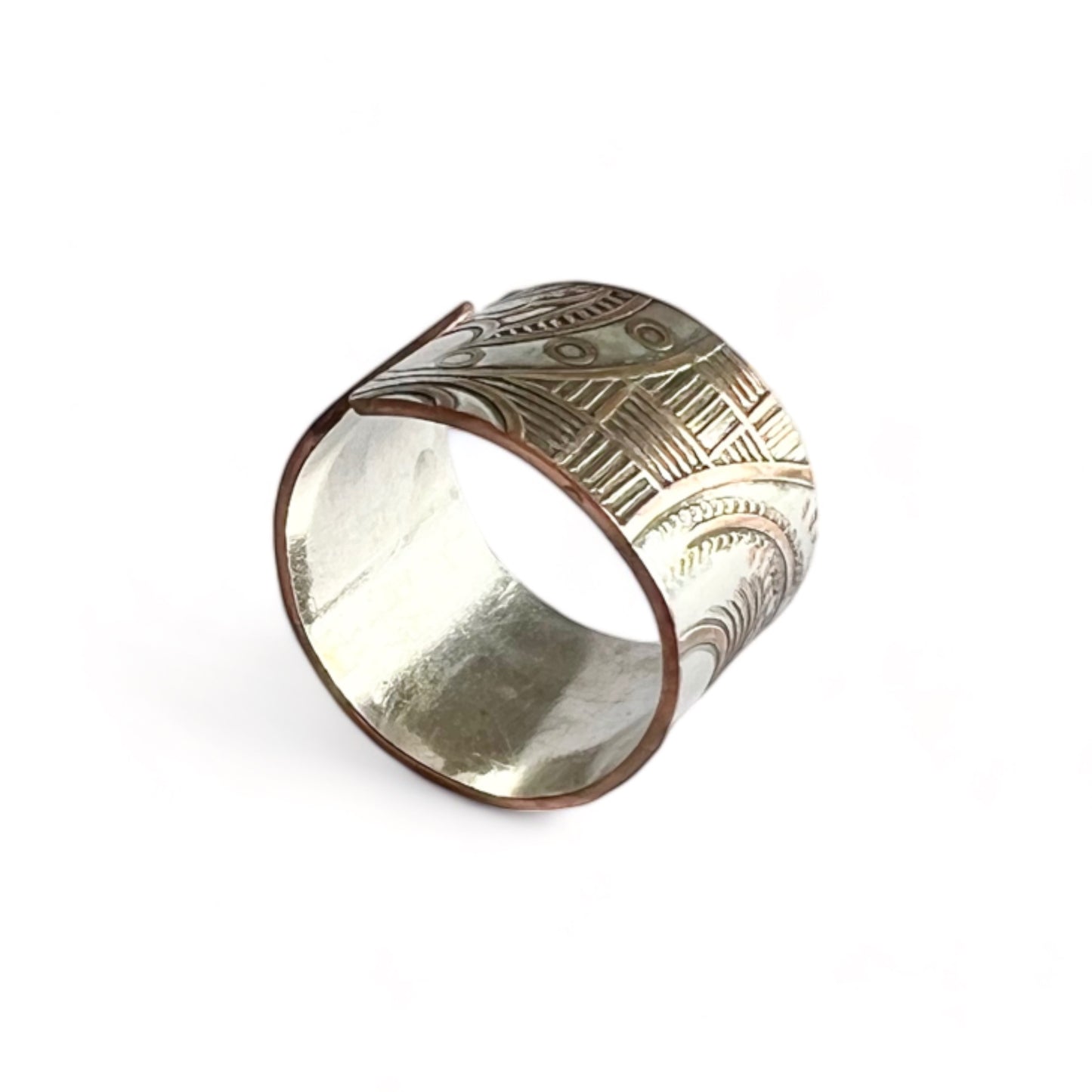 Silver and Copper Vintage Cuff Ring Size 8