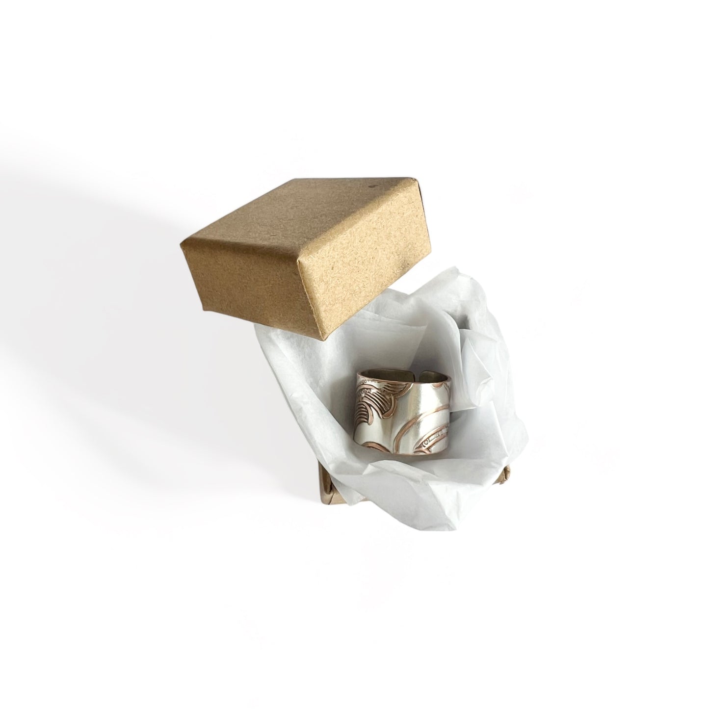 Silver and Copper Vintage Cuff Ring Size 8