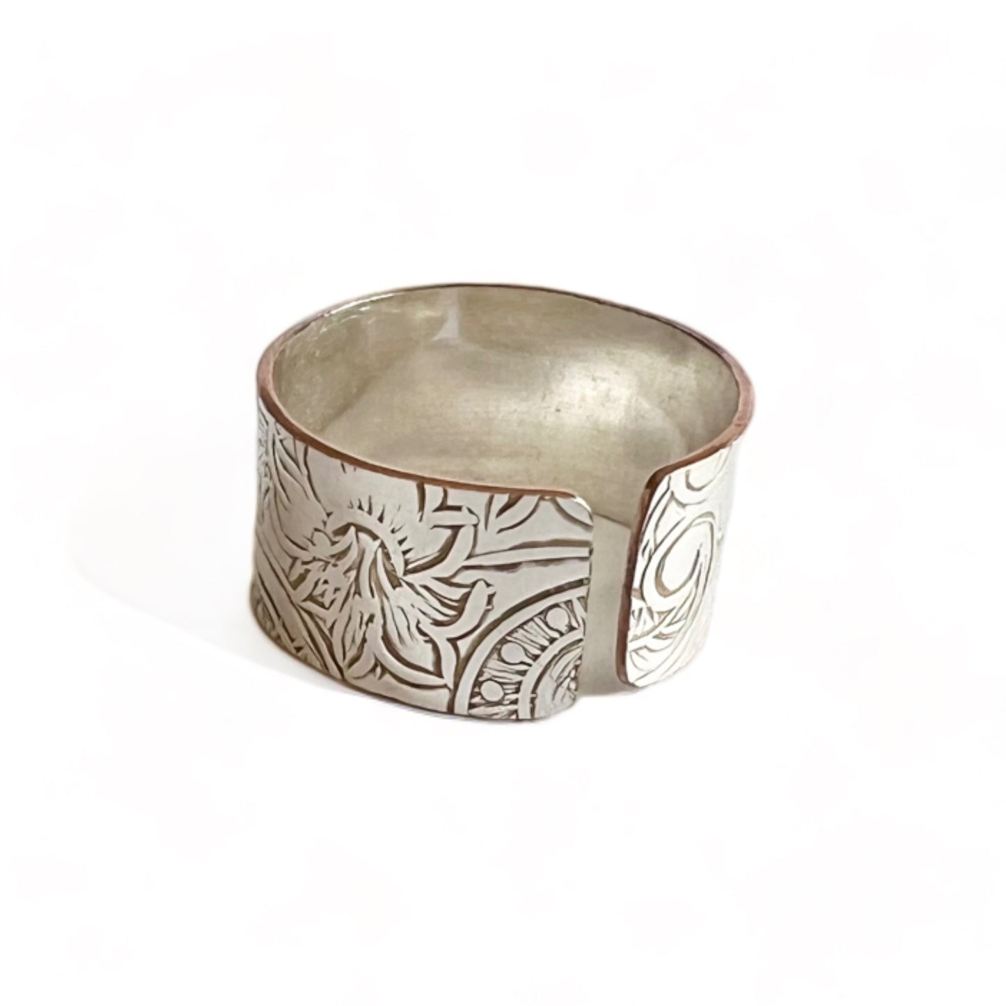 Silver and Copper Vintage Cuff Ring Size 8