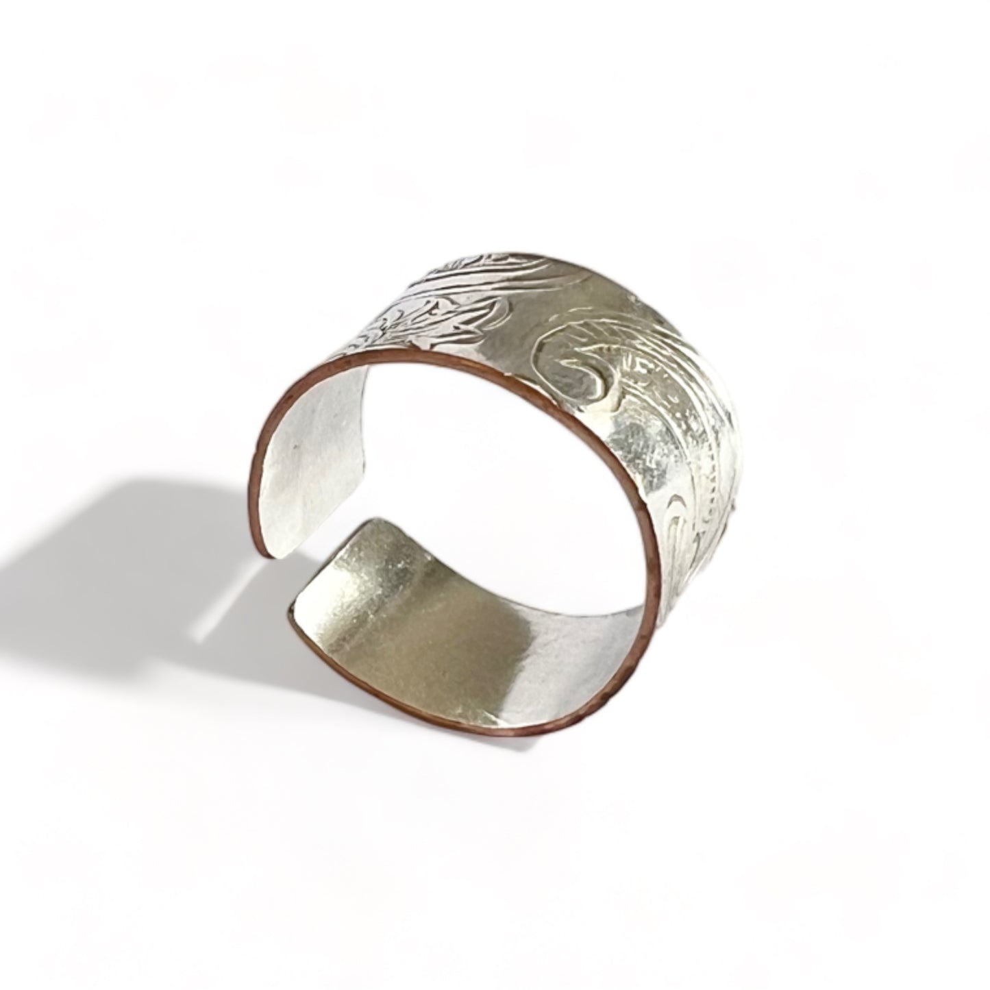 Silver and Copper Vintage Cuff Ring Size 8