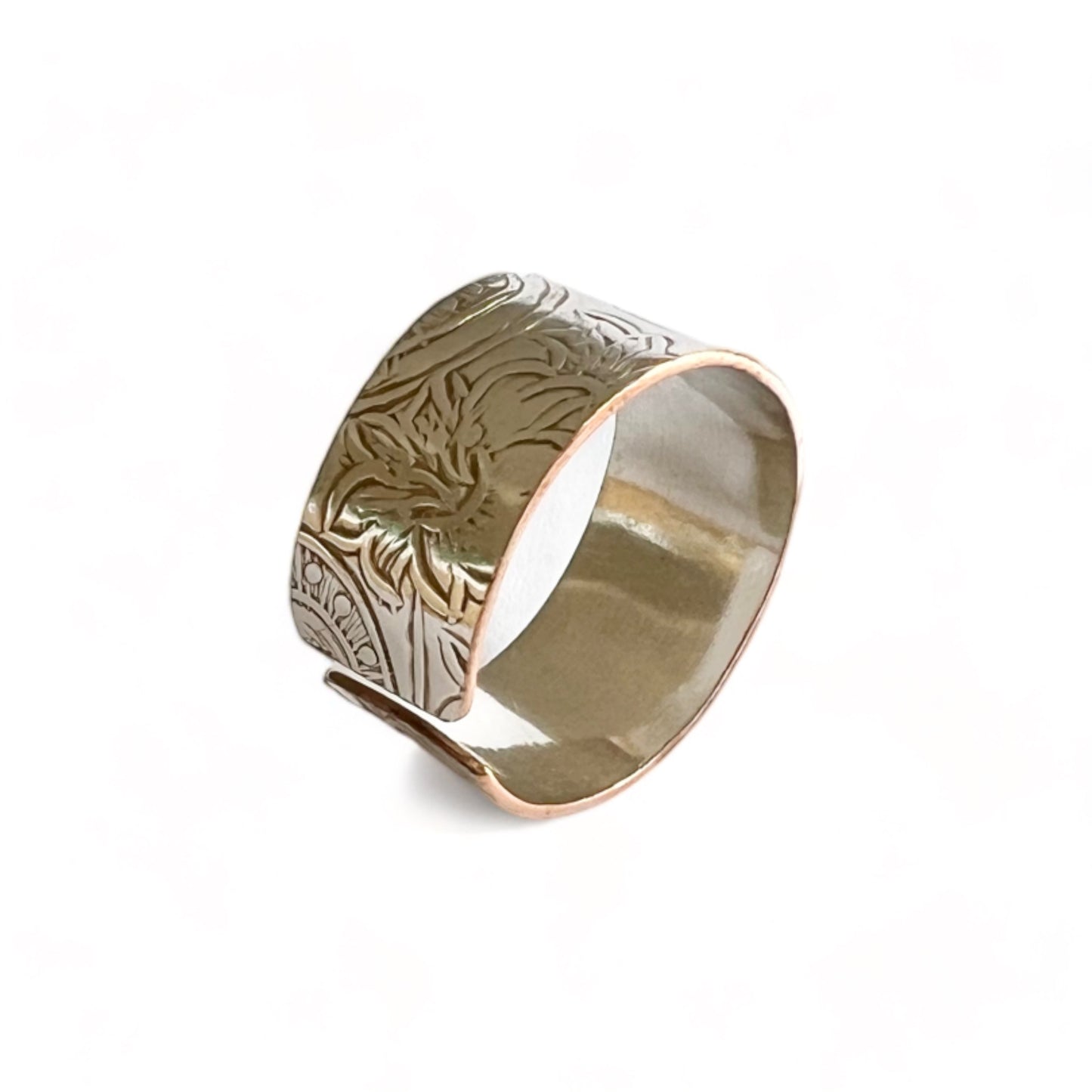 Silver and Copper Vintage Cuff Ring Size 8