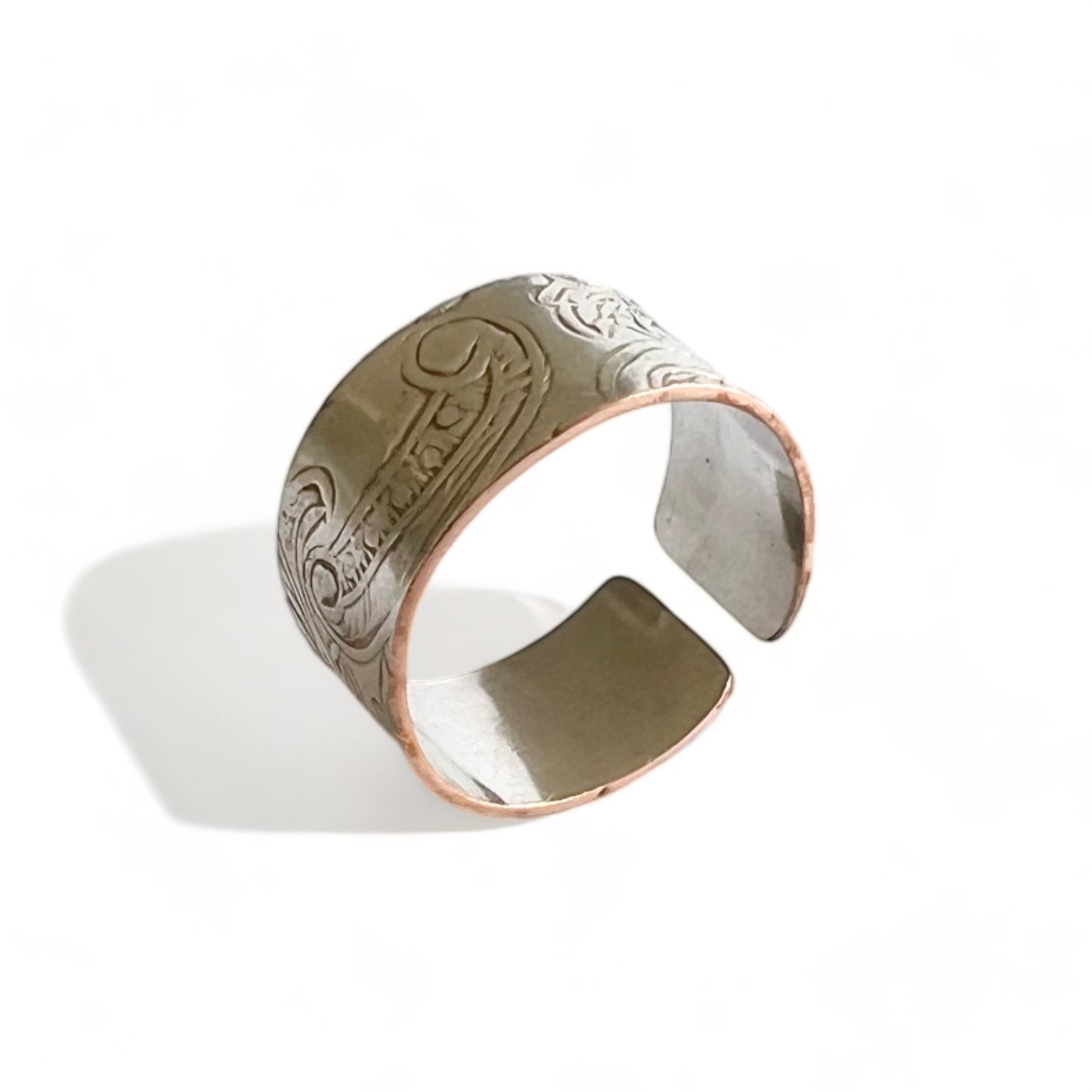 Silver and Copper Vintage Cuff Ring Size 8