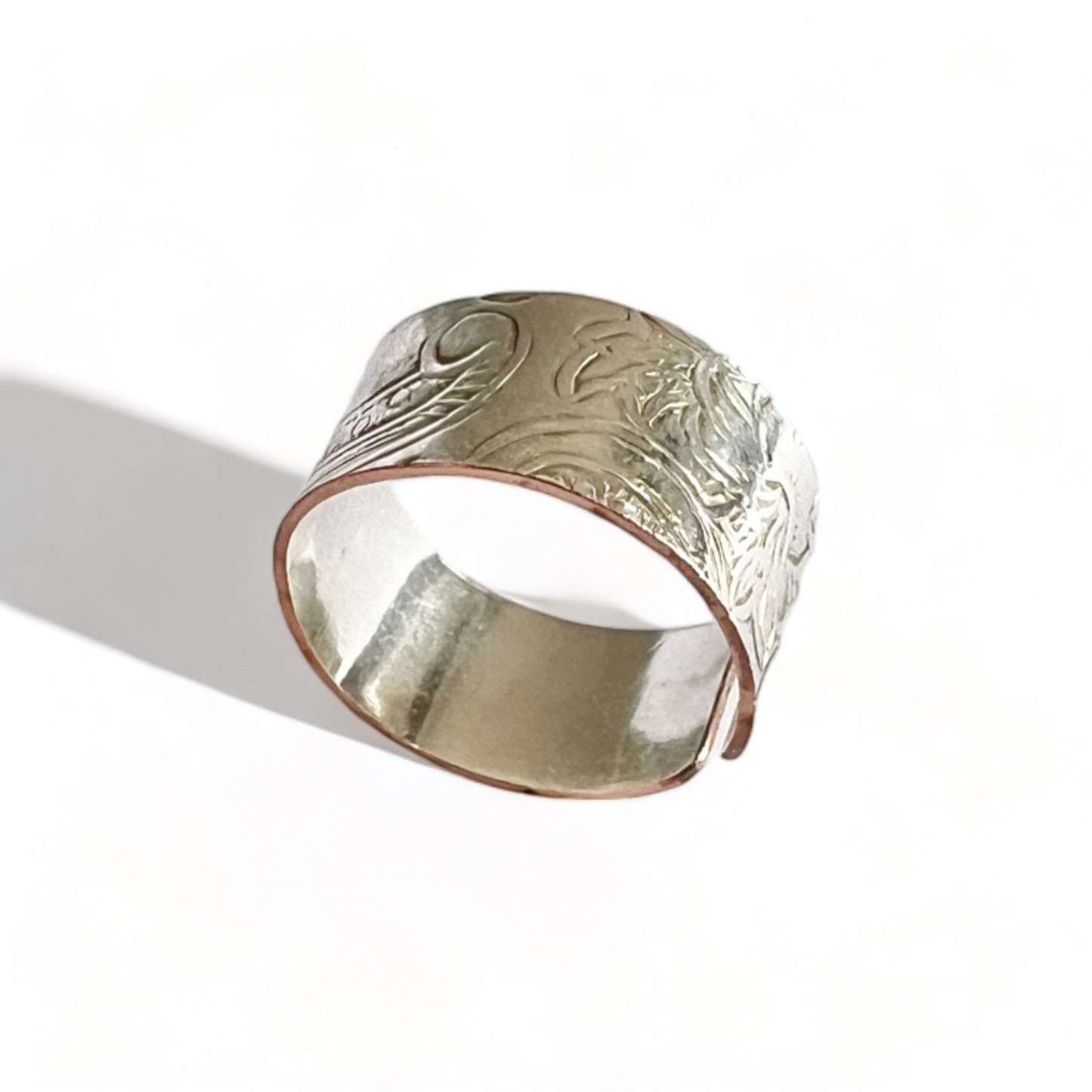 Silver and Copper Vintage Cuff Ring Size 8