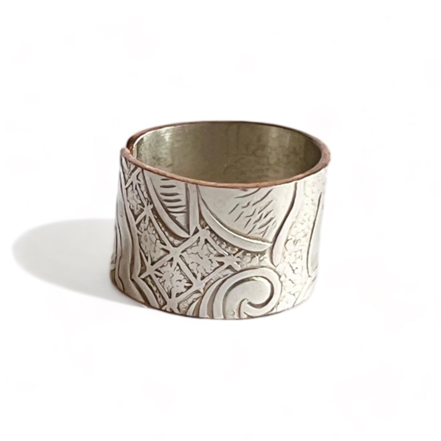 Silver and Copper Vintage Cuff Ring Size 5.5