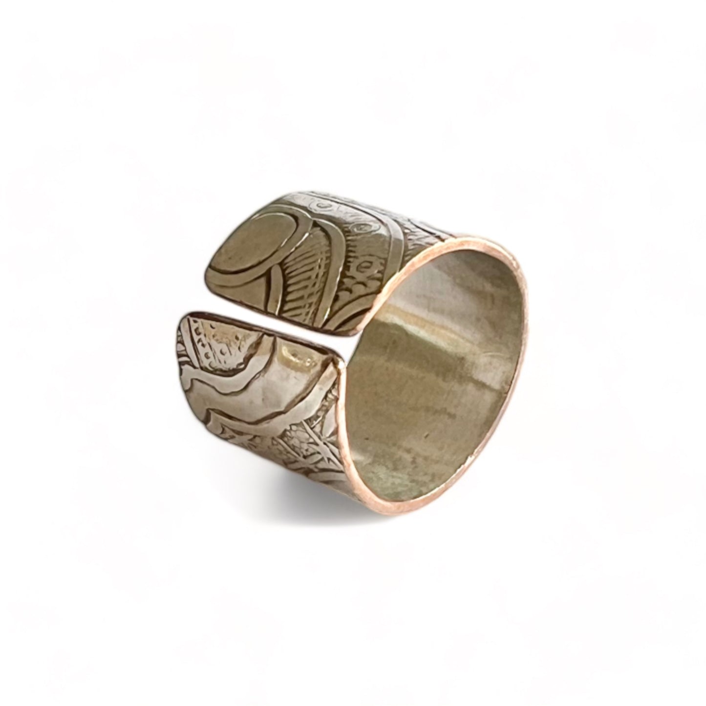 Silver and Copper Vintage Cuff Ring Size 5.5