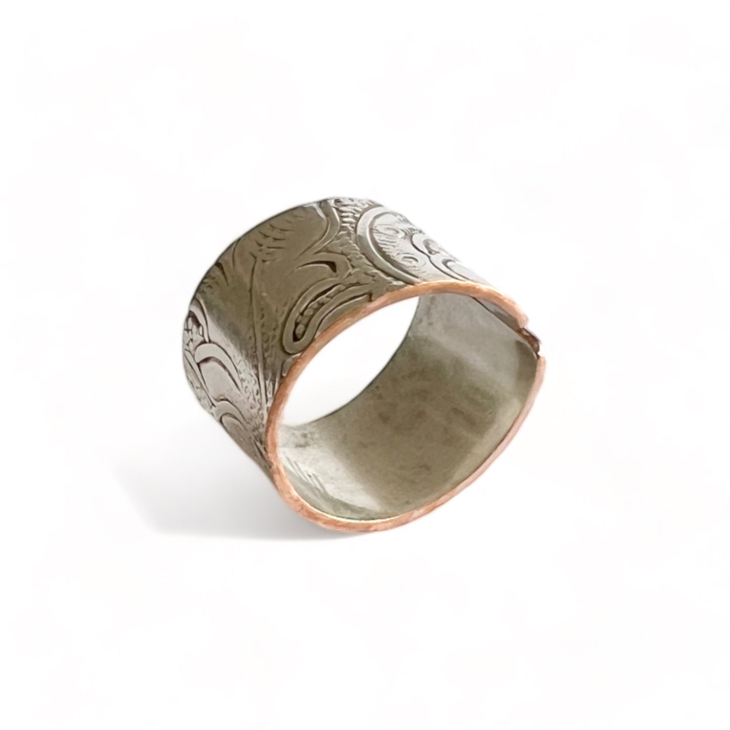 Silver and Copper Vintage Cuff Ring Size 5.5