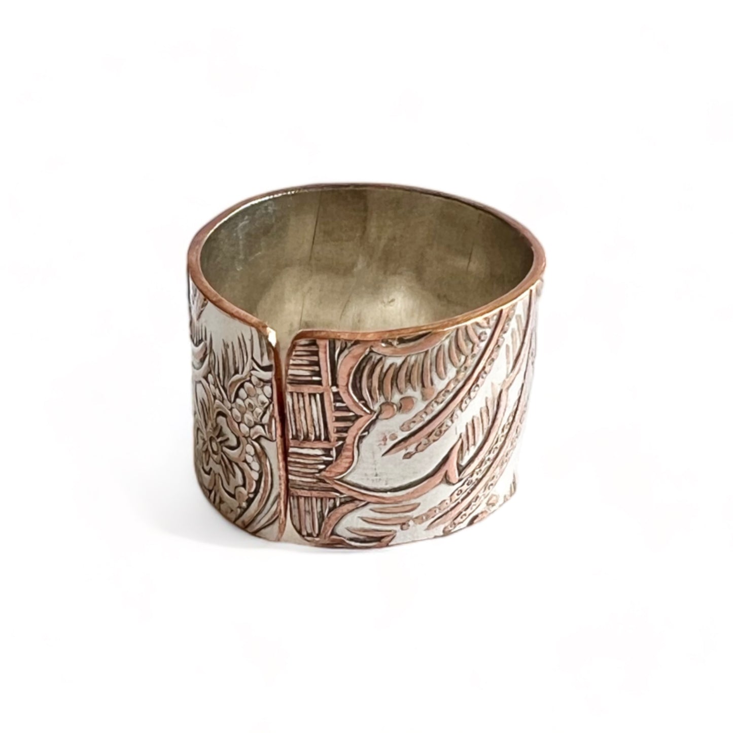 Silver and Copper Vintage Cuff Ring Size 9.5