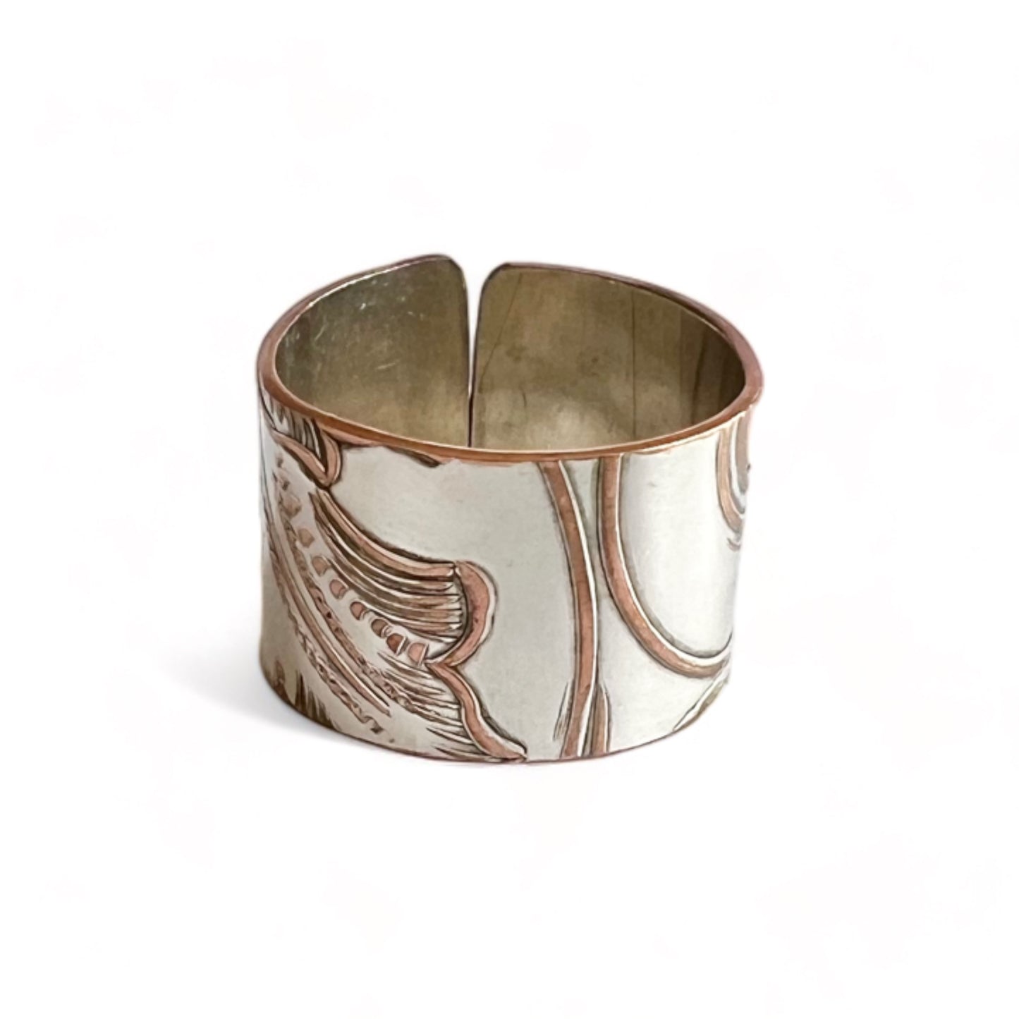 Silver and Copper Vintage Cuff Ring Size 9.5