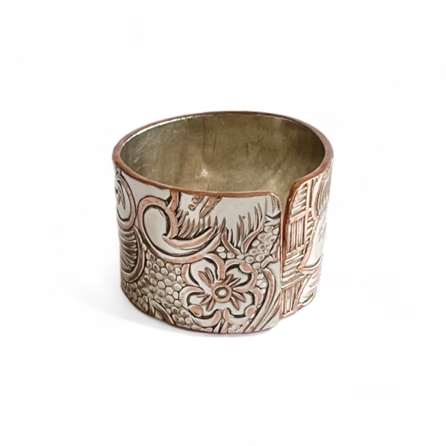 Silver and Copper Vintage Cuff Ring Size 9.5