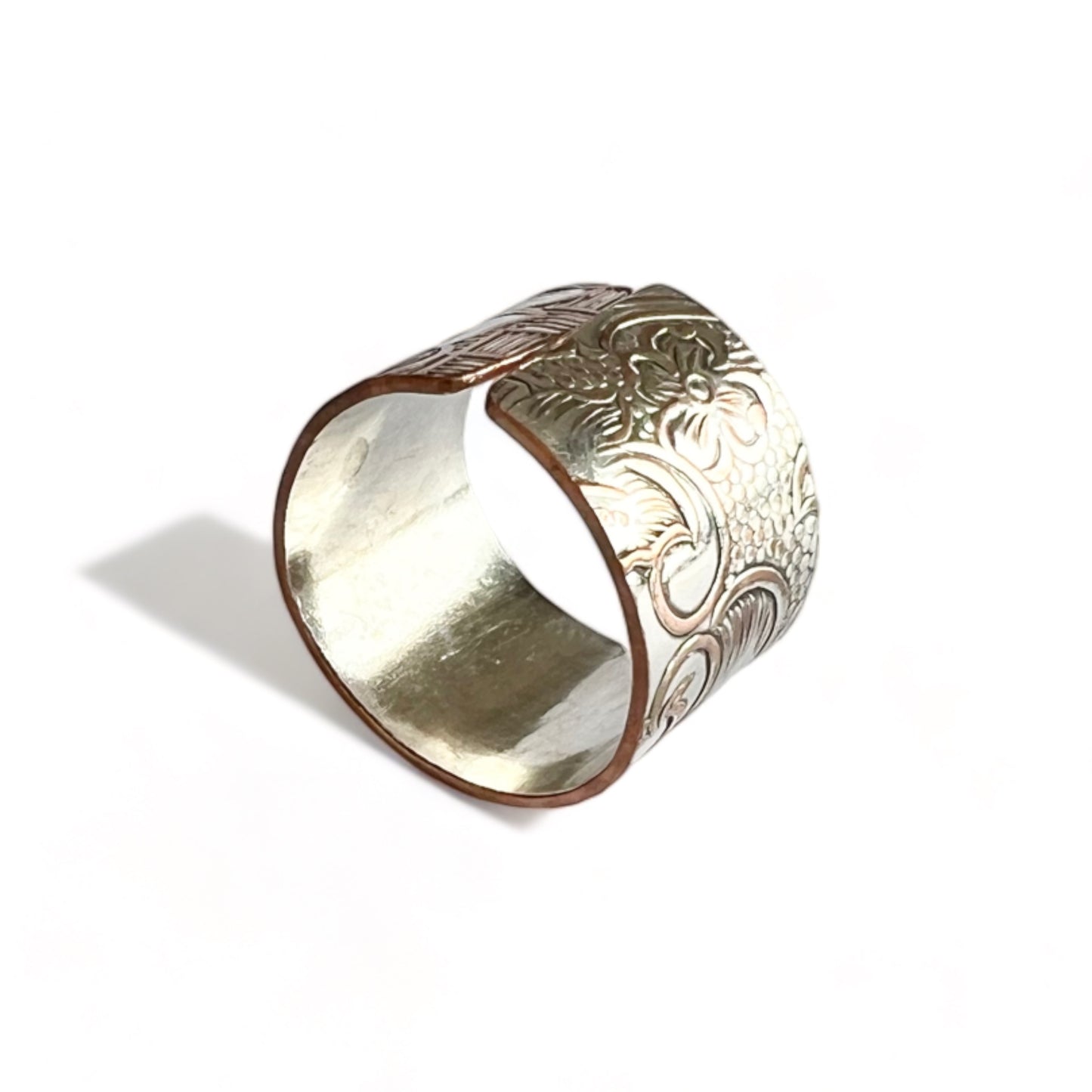 Silver and Copper Vintage Cuff Ring Size 9.5