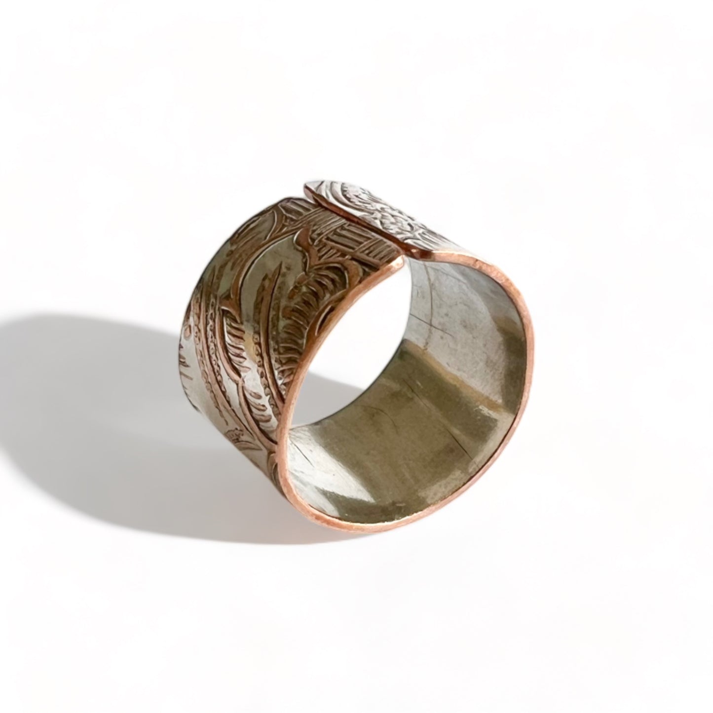 Silver and Copper Vintage Cuff Ring Size 9.5