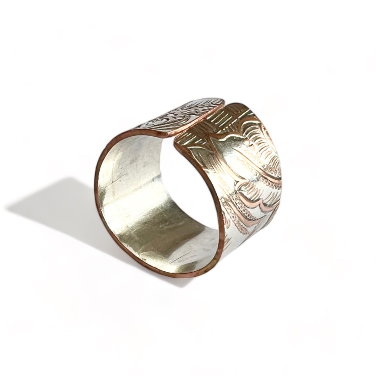 Silver and Copper Vintage Cuff Ring Size 9.5