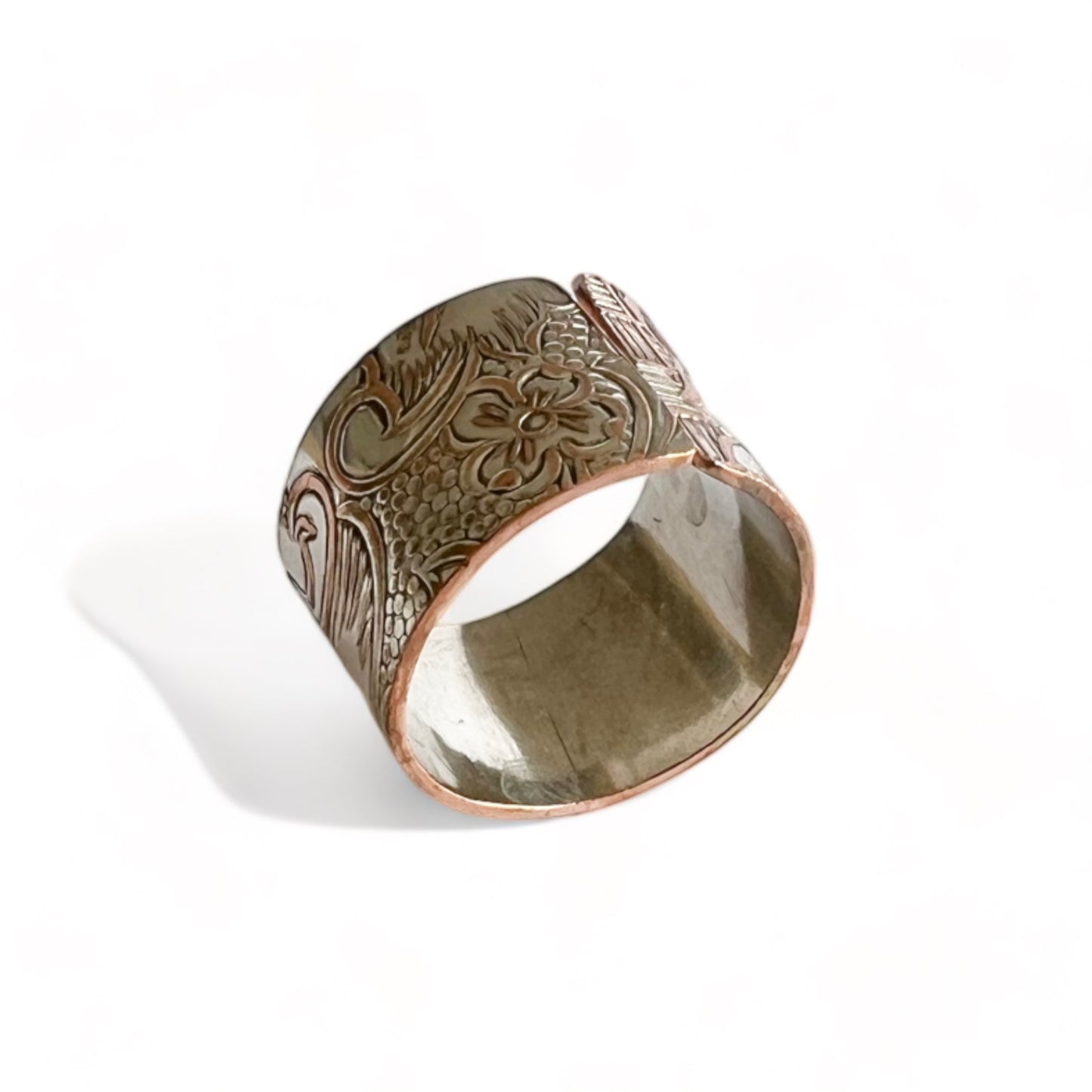 Silver and Copper Vintage Cuff Ring Size 9.5