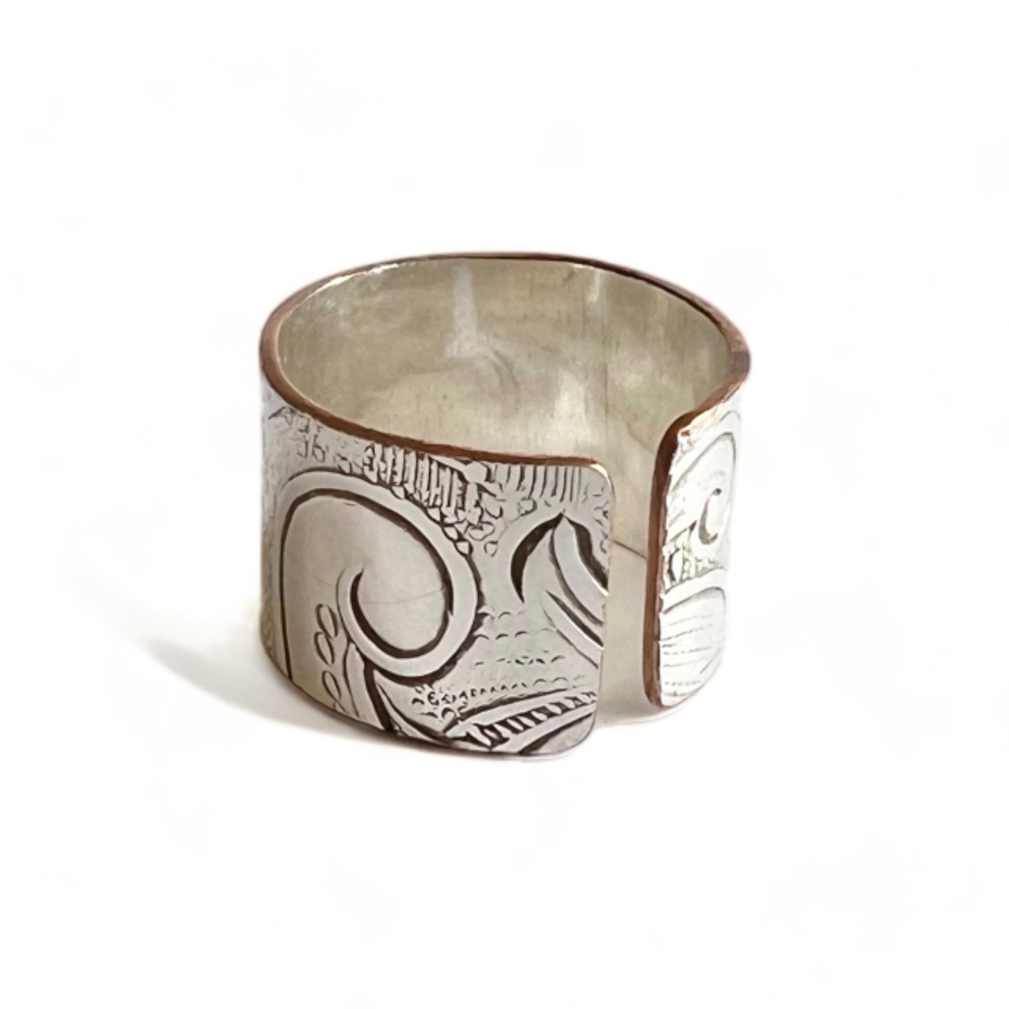 Silver and Copper Vintage Cuff Ring Size 7.5